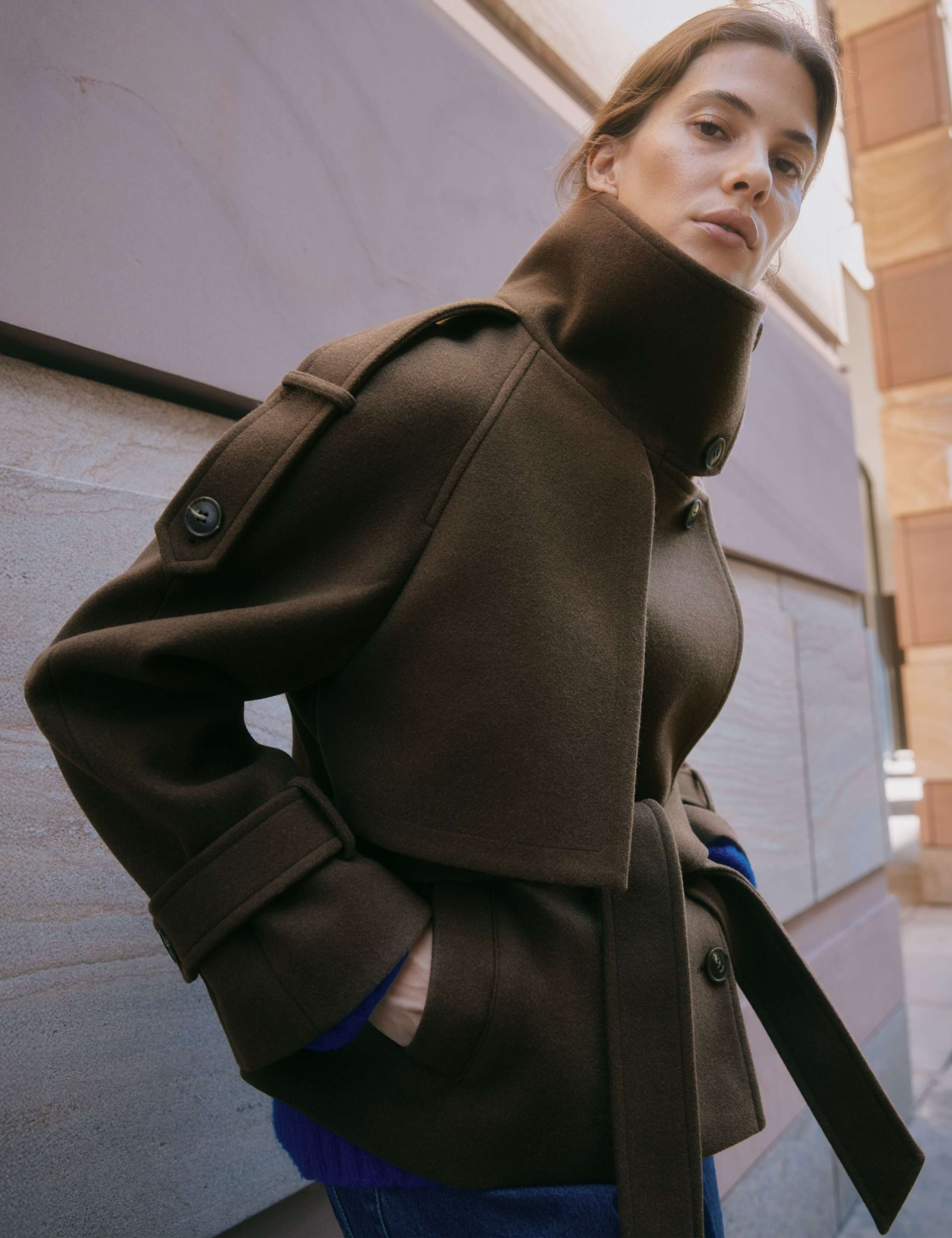 Funnel Neck Belted Short Jacket 4 of 7