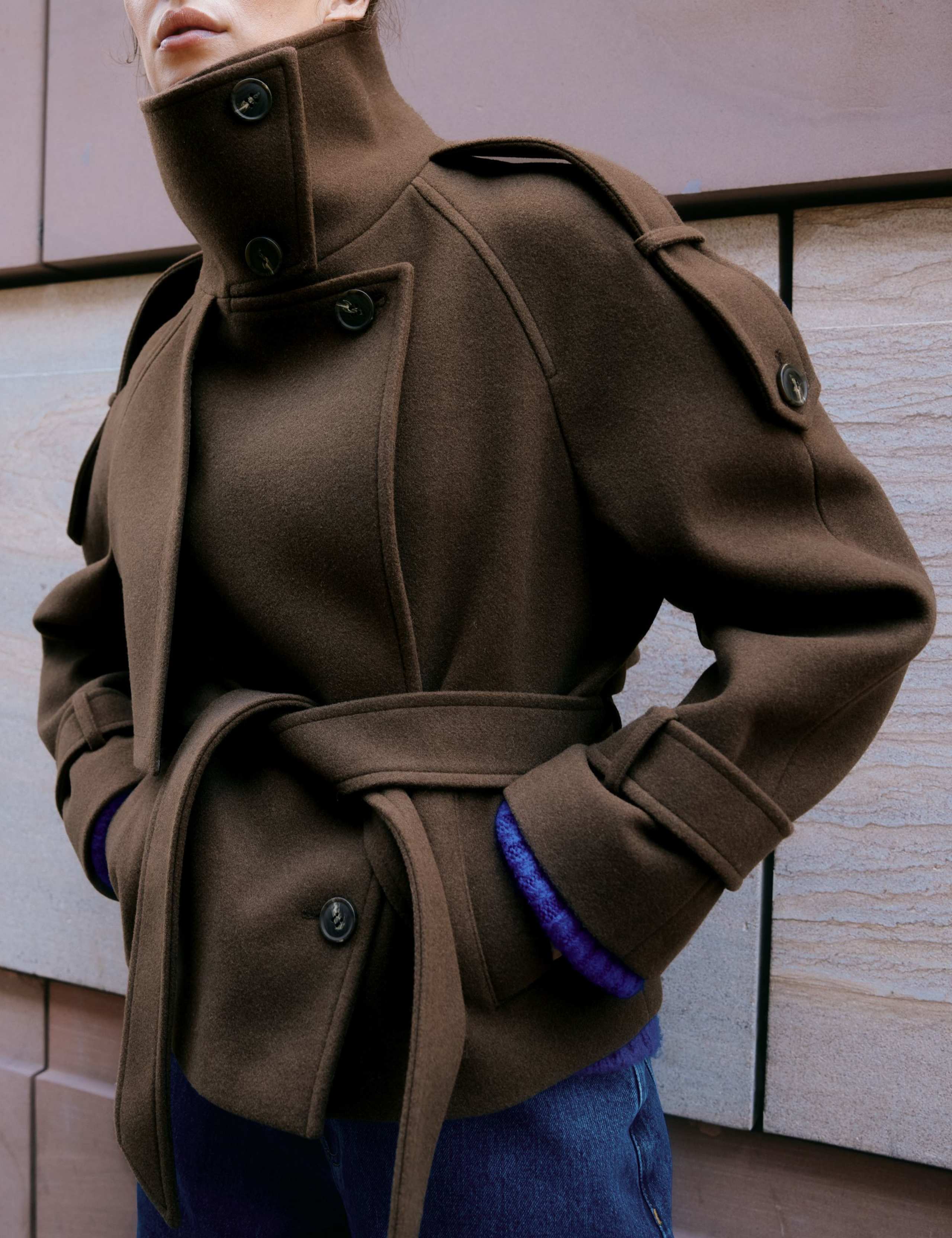 Funnel Neck Belted Short Jacket 6 of 7