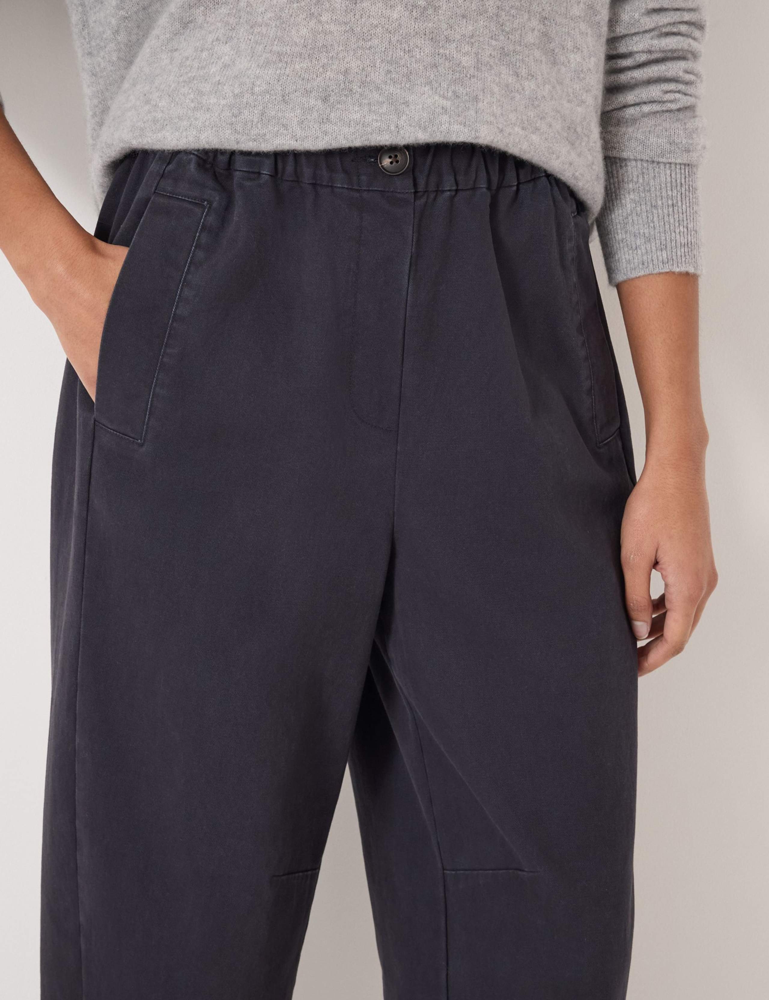 Pure Cotton Barrel Leg Cropped Trousers 5 of 5