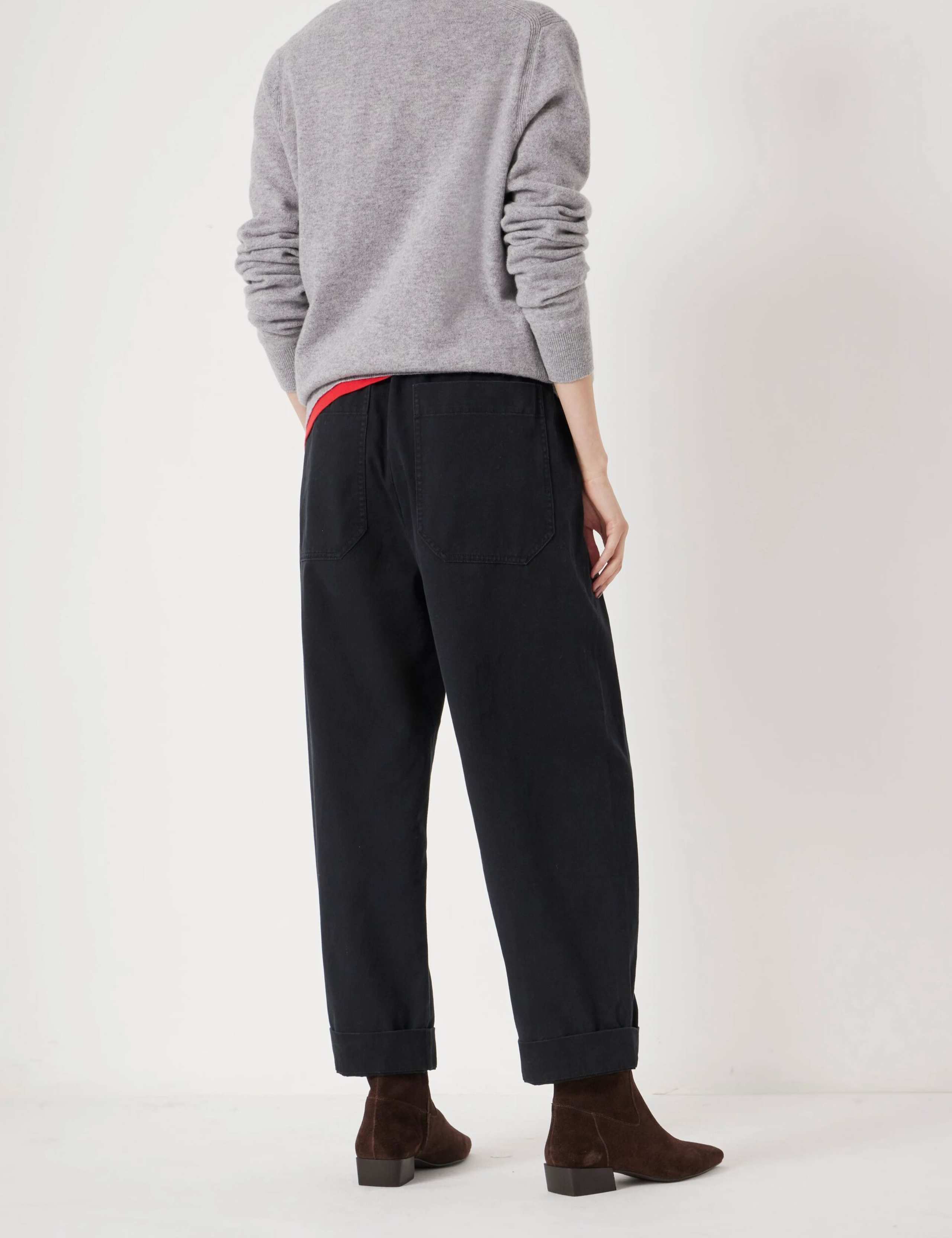 Pure Cotton Barrel Leg Cropped Trousers 4 of 4