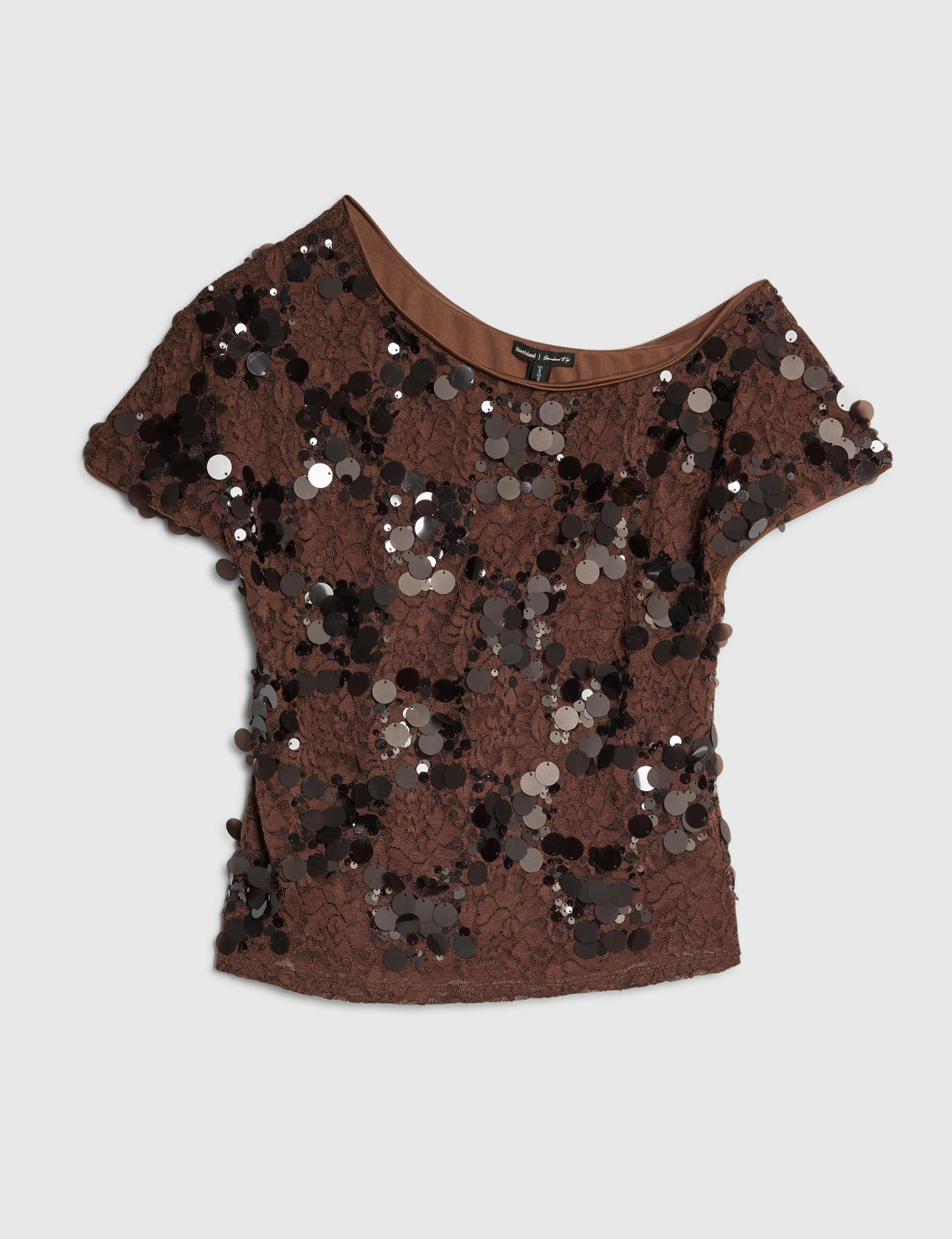 Sequin Off The Shoulder Fitted Top 5 of 6