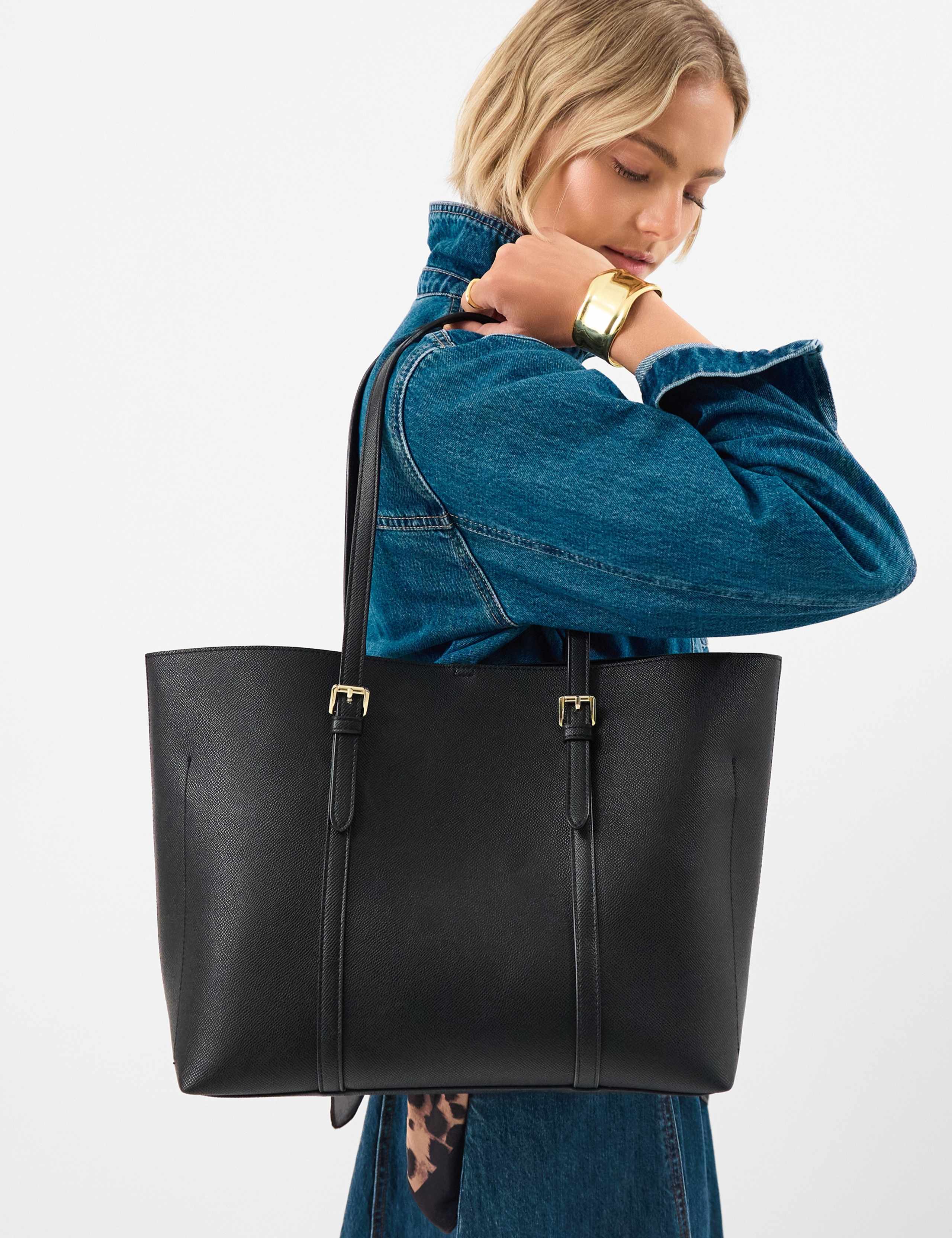 Faux Leather Top Handle Tote Bag 3 of 6