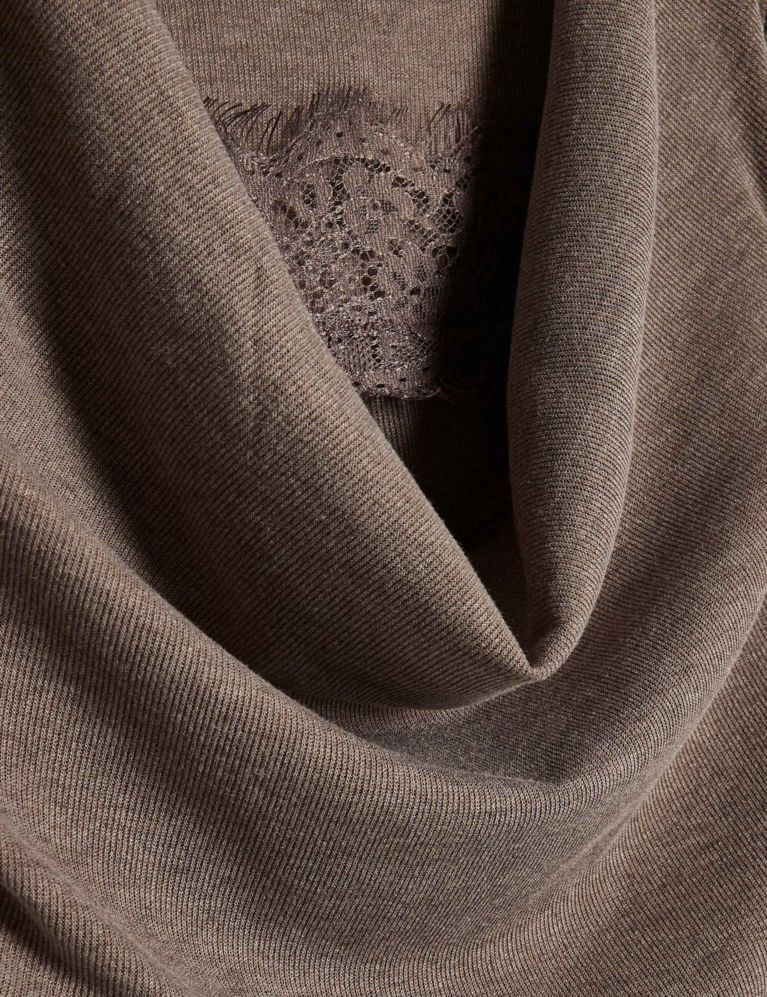 Ribbed Lace Draped Cowl Neck Top 5 of 5