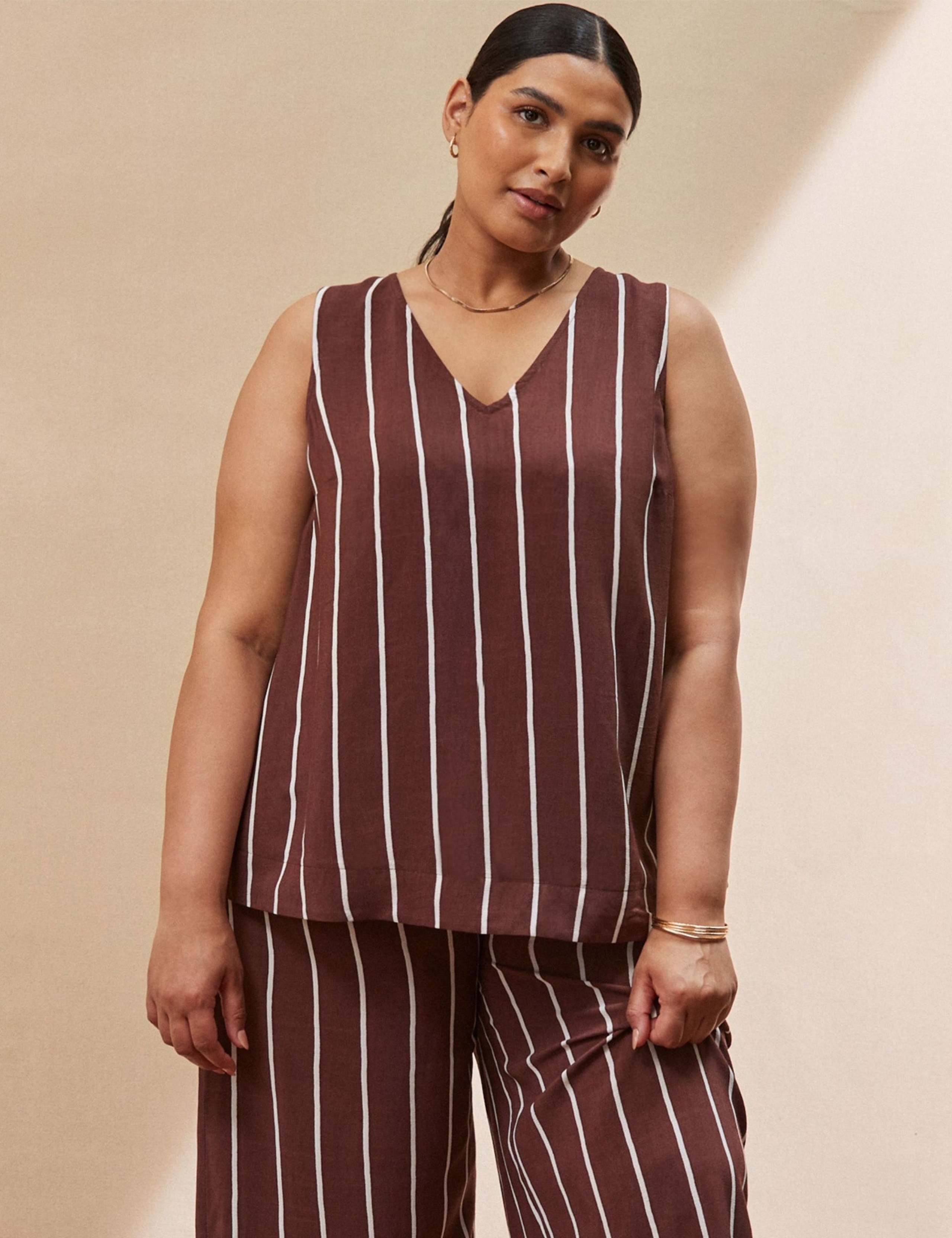 Brown Stripe V Neck Top 2 of 3