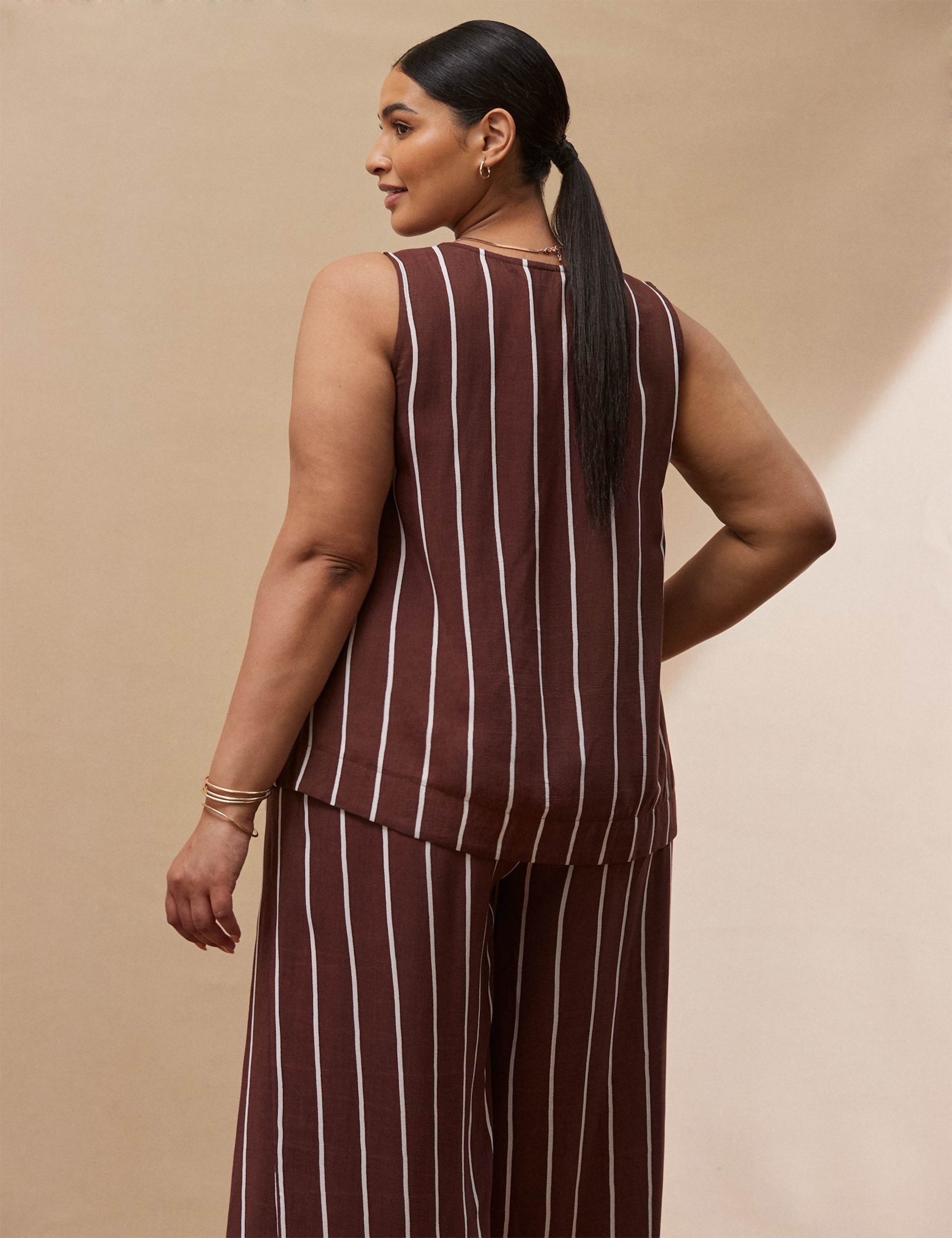 Brown Stripe V Neck Top 3 of 3