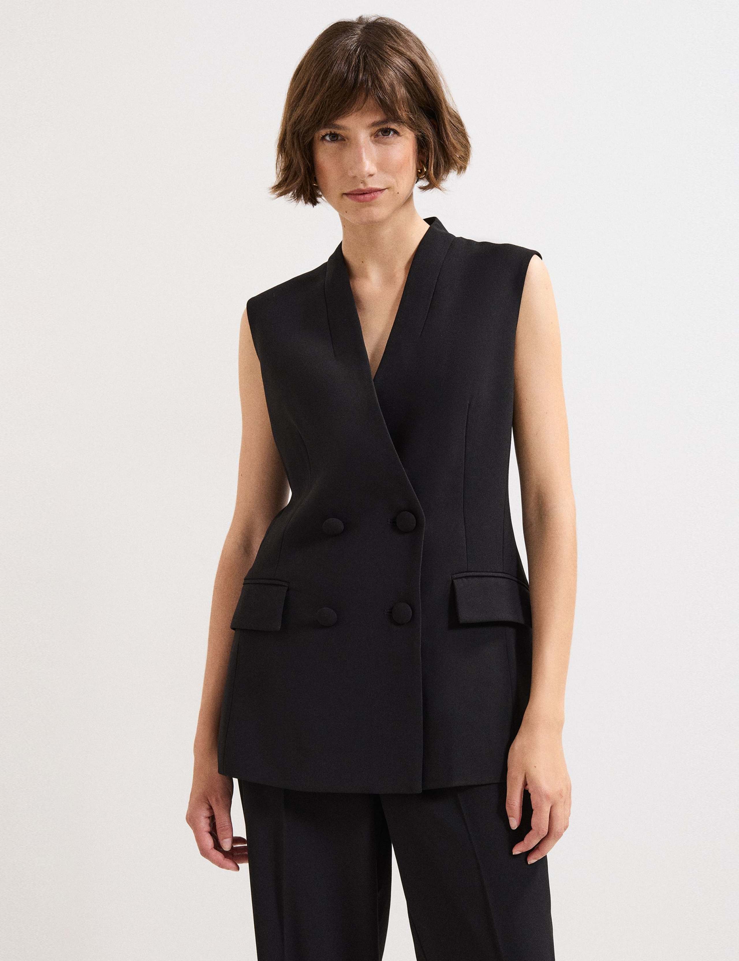 V-Neck Back Bow Double Breasted Waistcoat 1 of 6