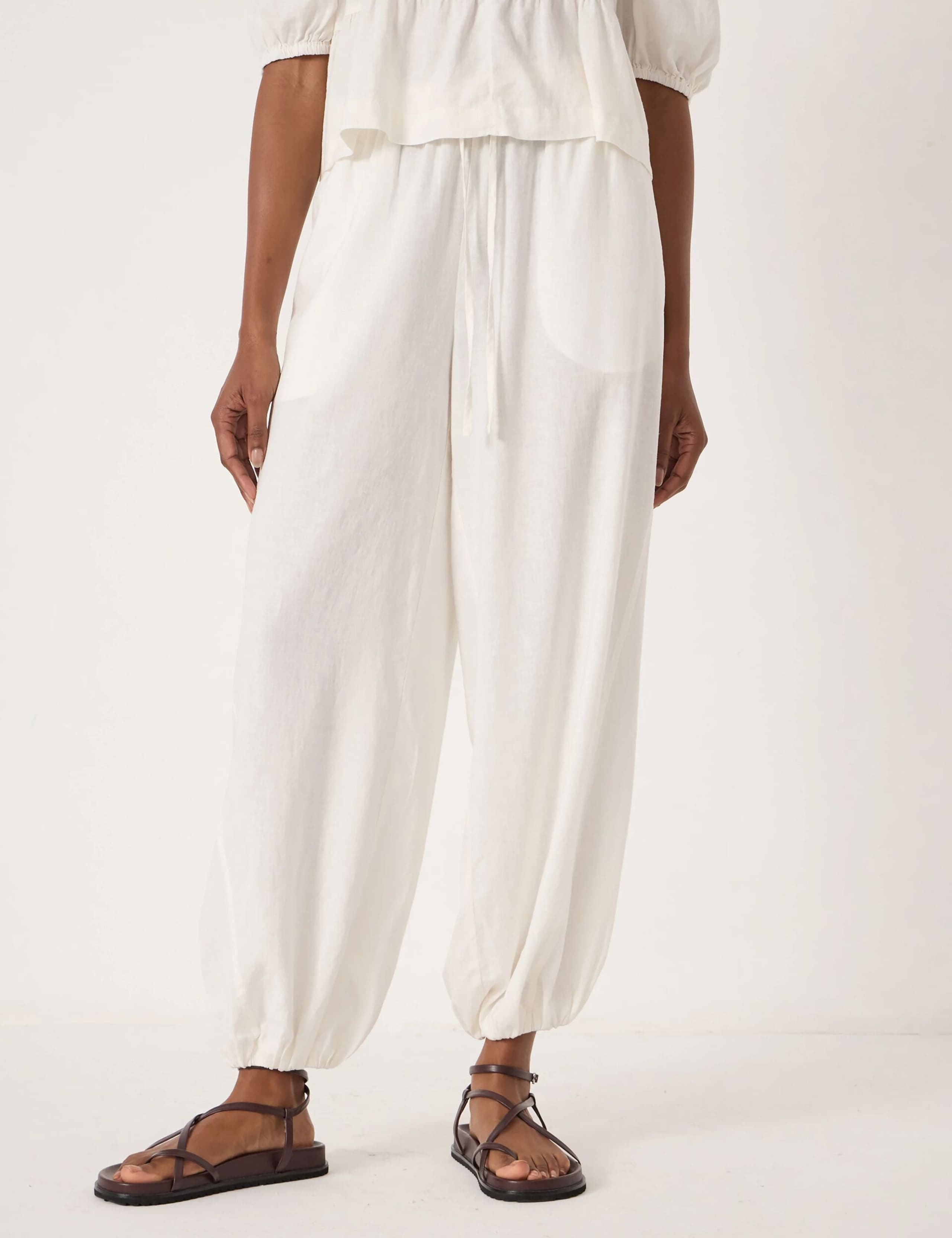 Linen Rich Barrel Leg Beach Trousers 3 of 5