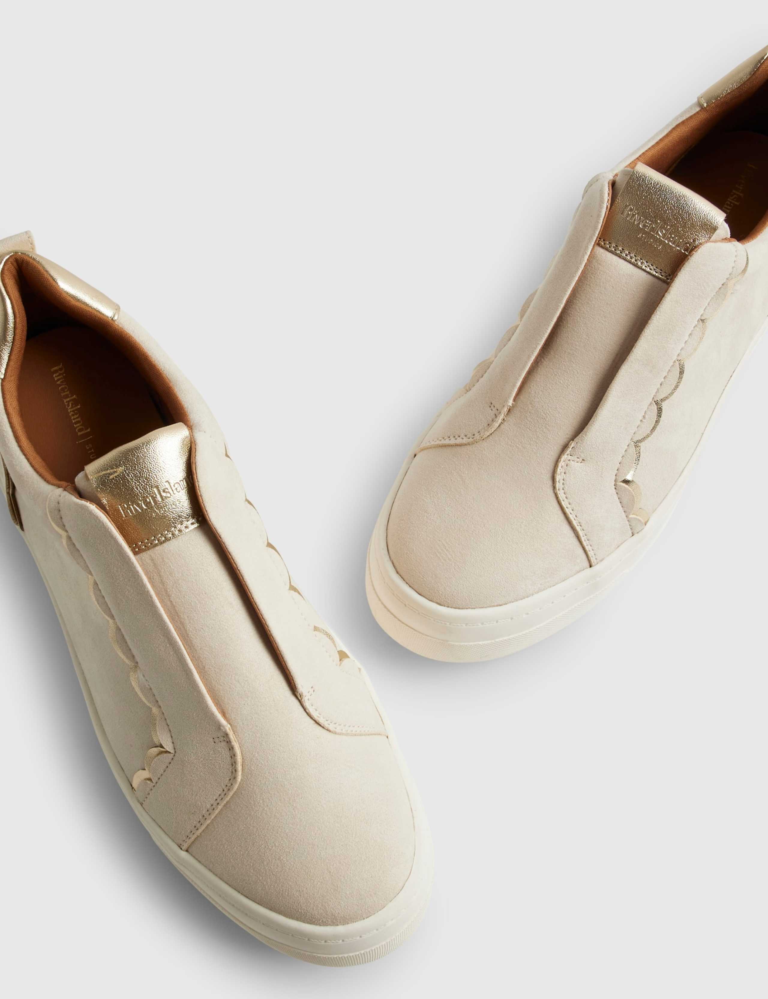 Metallic Scallop Trim Slip On Flatform Trainers 3 of 5