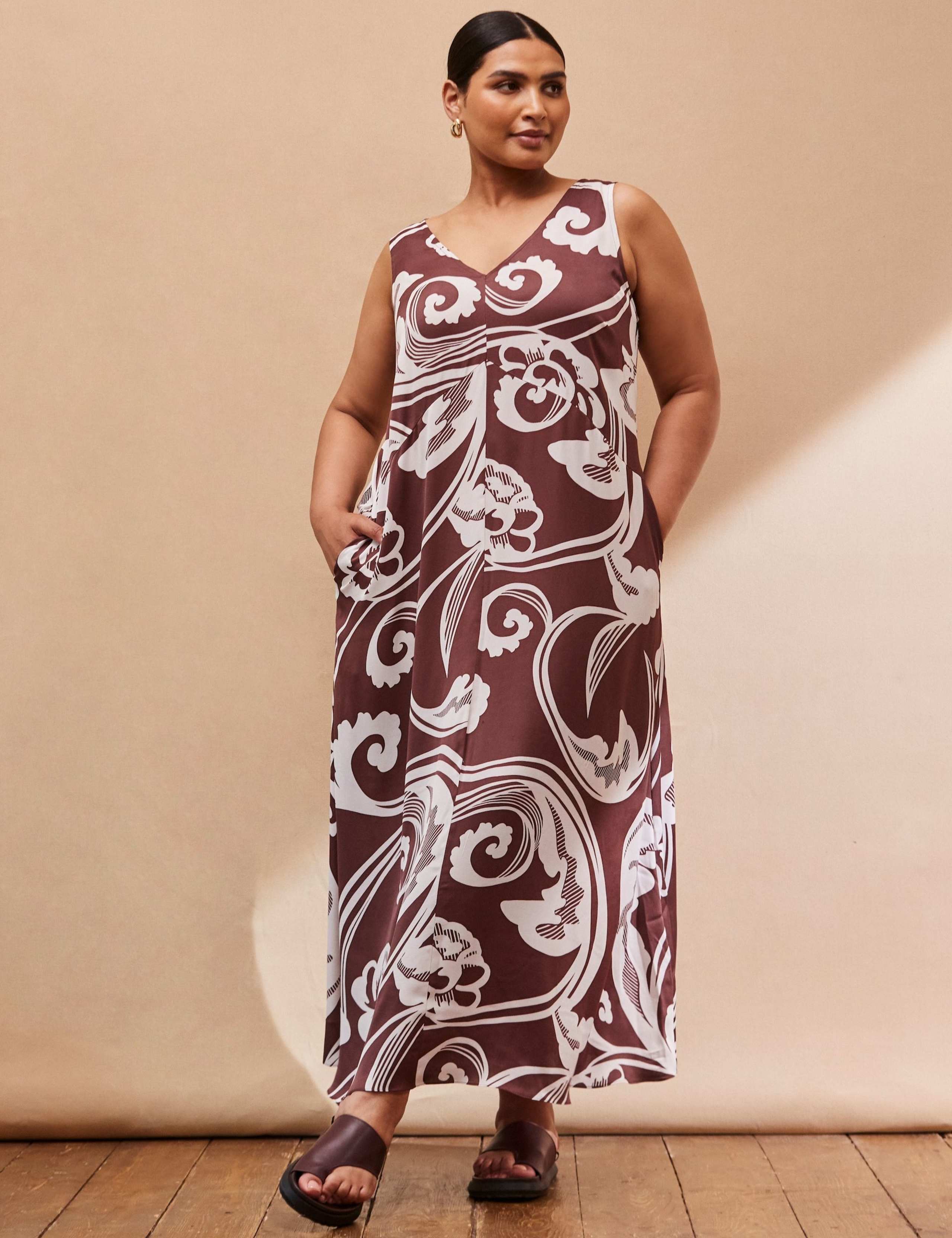 Paisley V-Neck Maxi Swing Dress 2 of 4