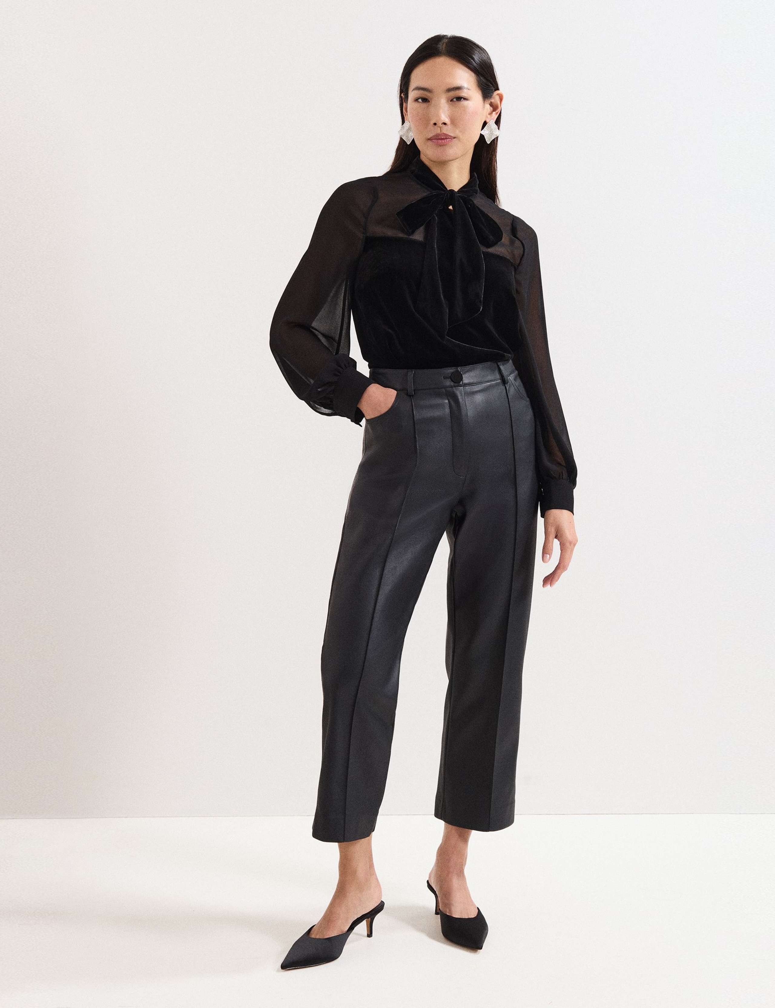 Velvet Tie Neck Blouse 3 of 6