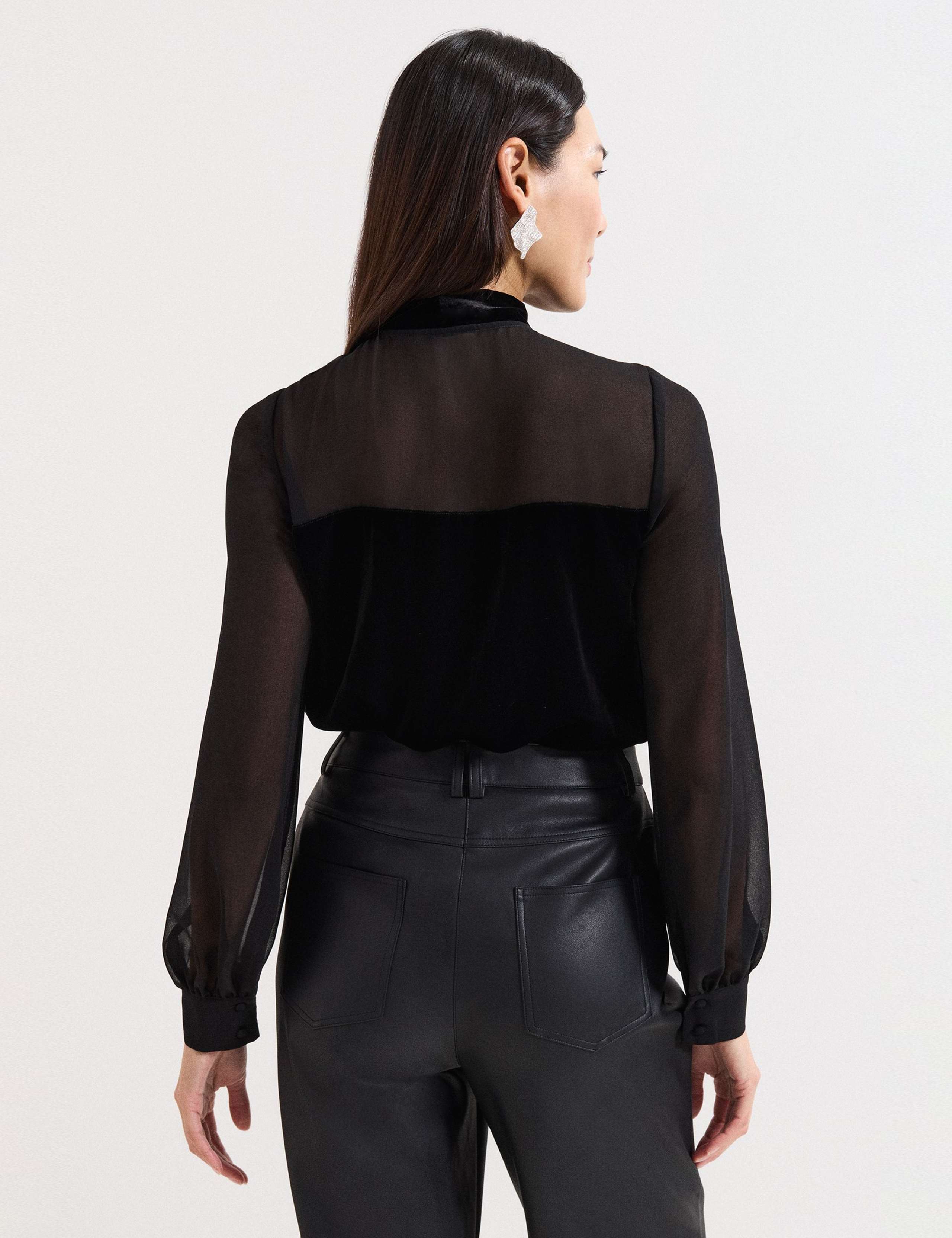 Velvet Tie Neck Blouse 4 of 6