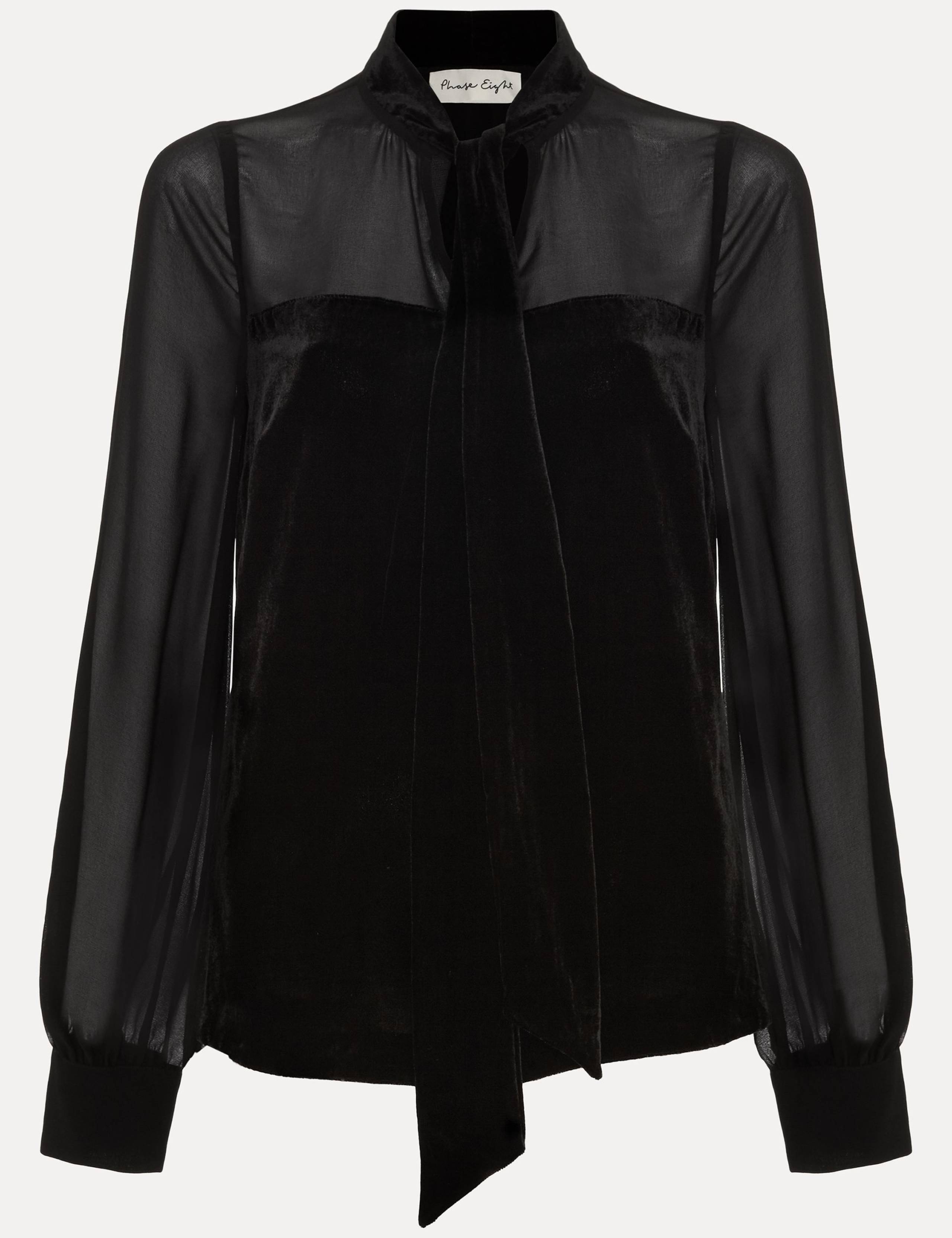 Velvet Tie Neck Blouse 2 of 6