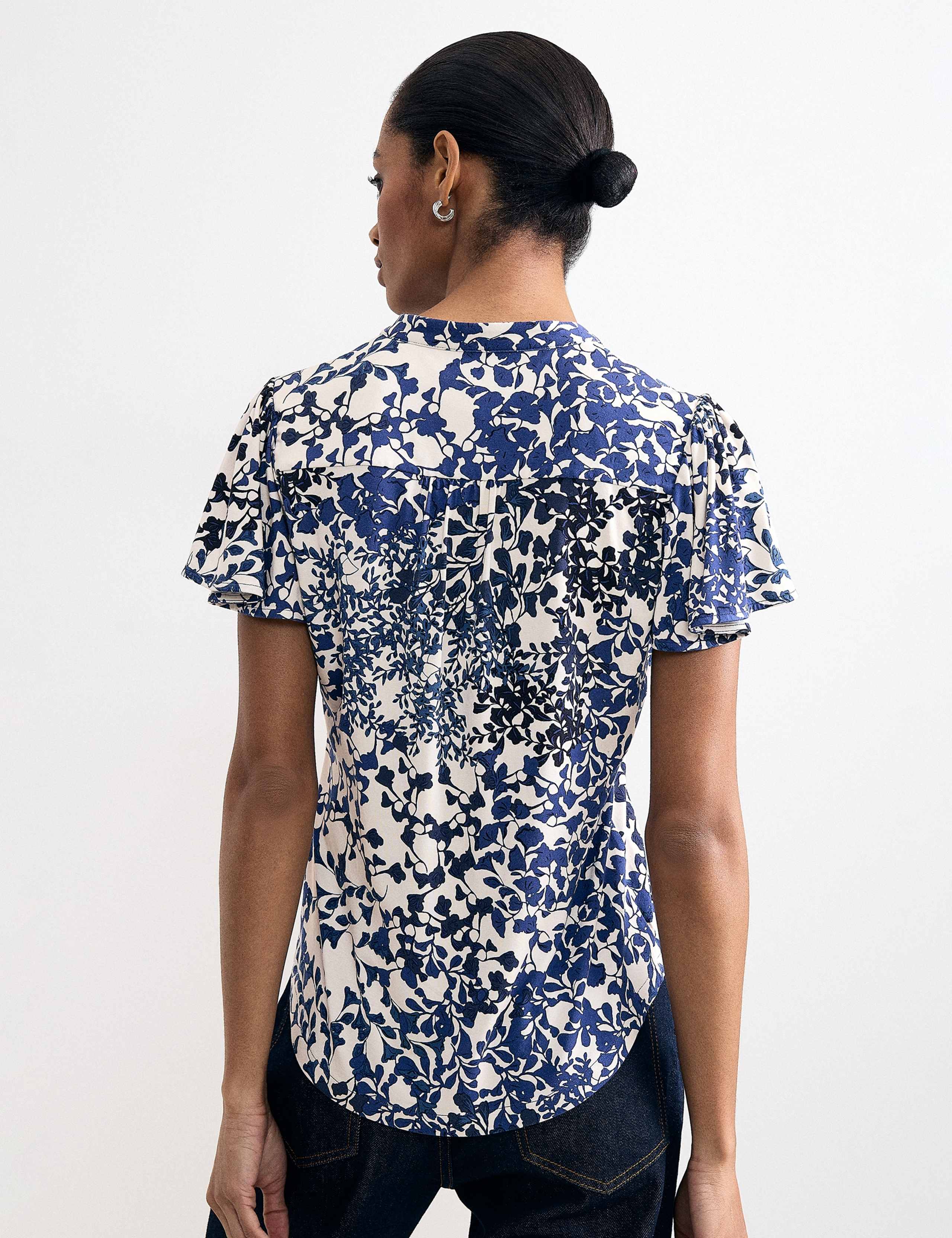 Jersey Floral Notch Neck Blouse 5 of 6