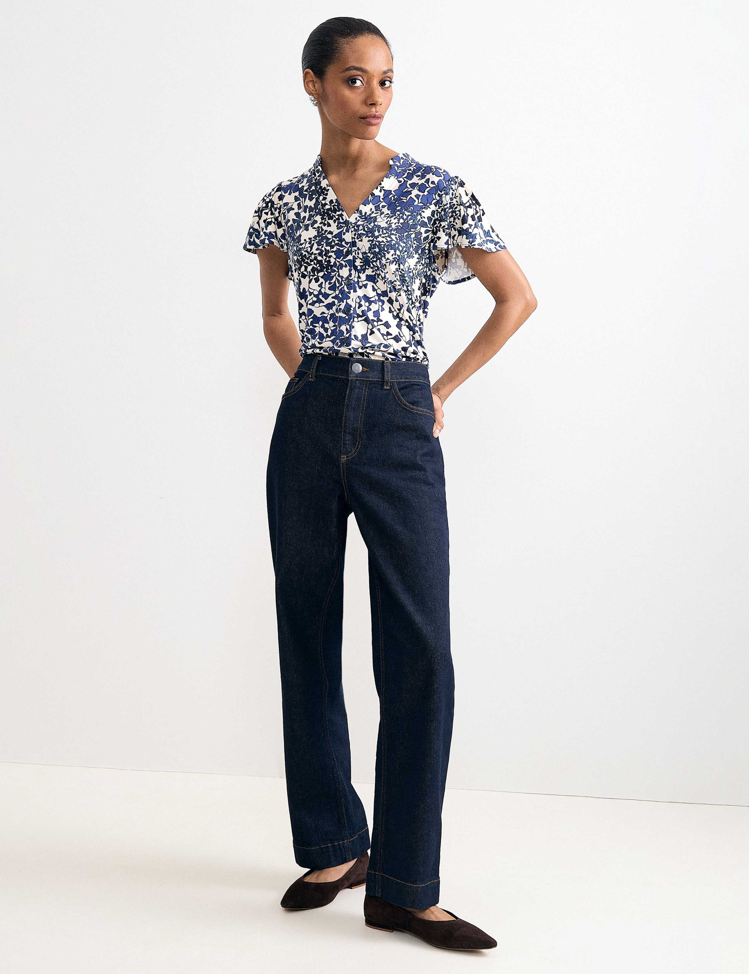 Jersey Floral Notch Neck Blouse 6 of 6