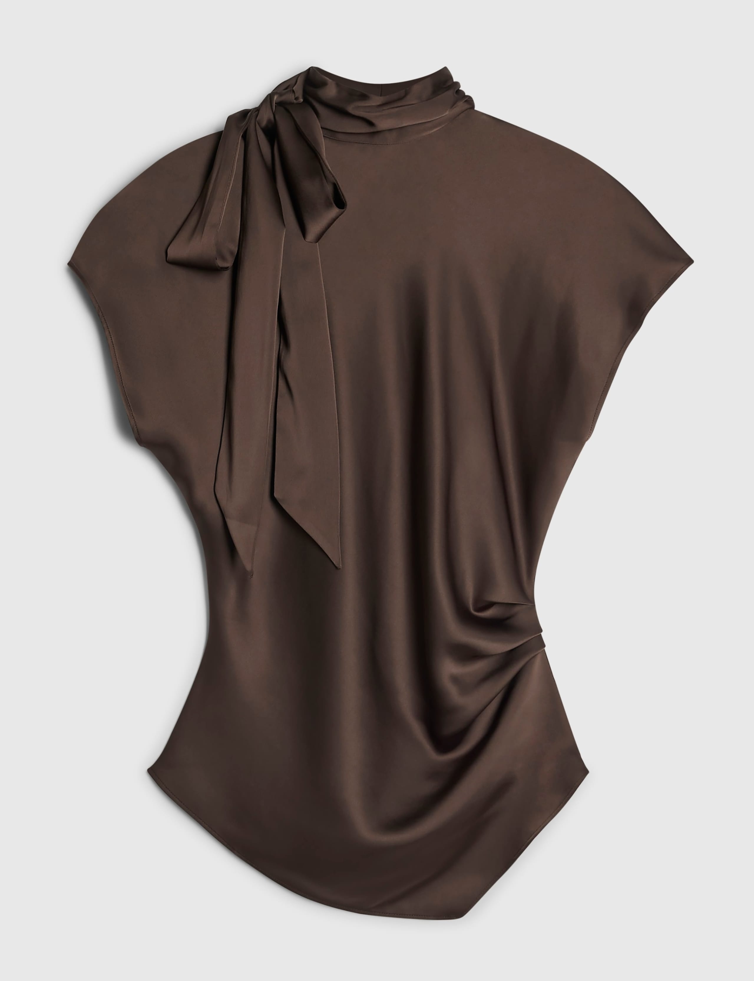 Satin Draped Tie Neck Top 6 of 6