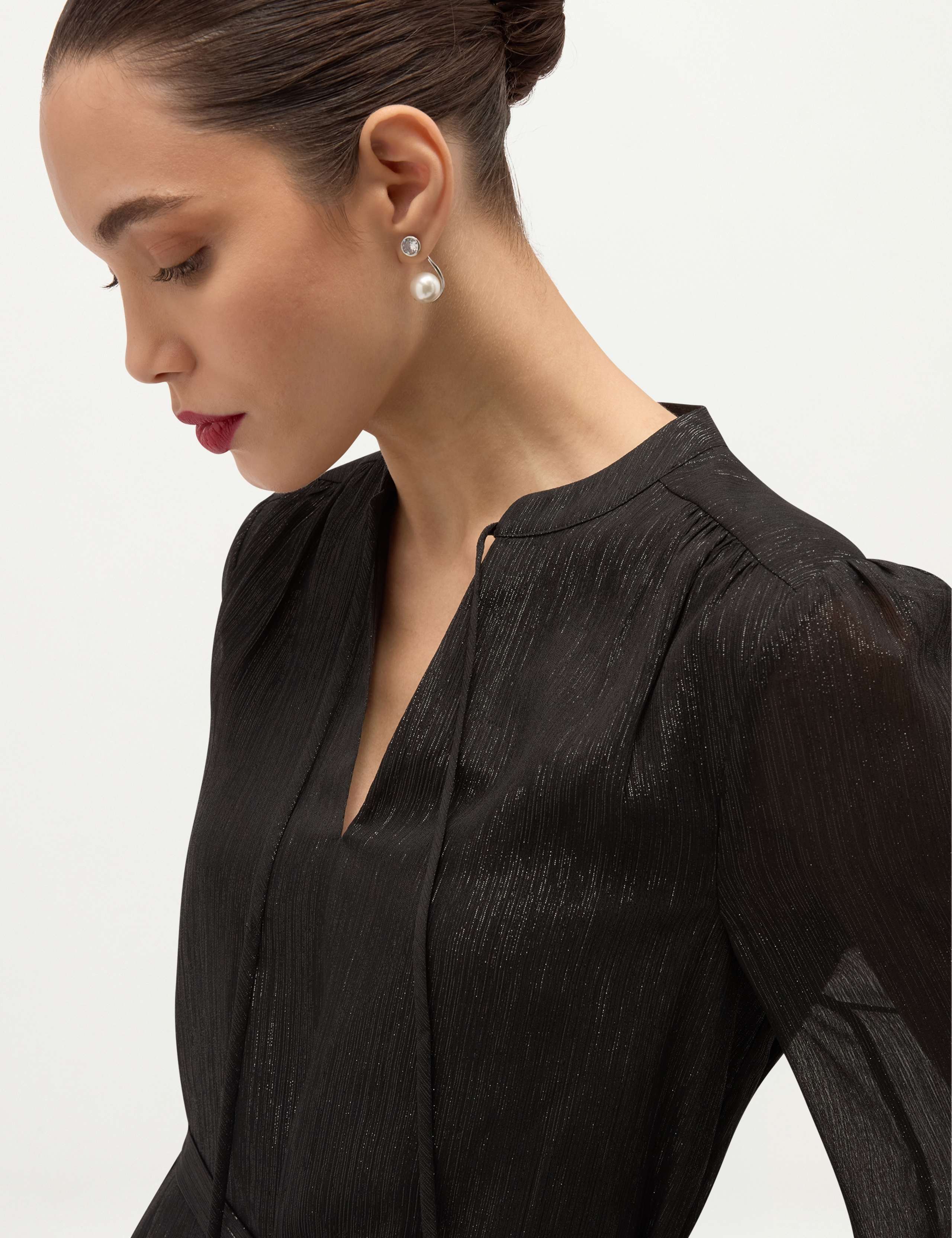 Textured Crew Neck Long Sleeve Mini Dress 6 of 7