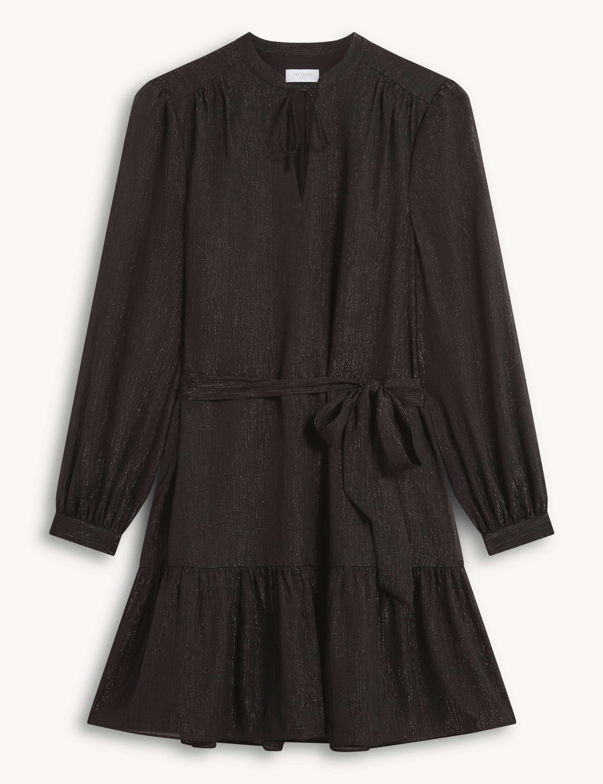 Textured Crew Neck Long Sleeve Mini Dress 2 of 7