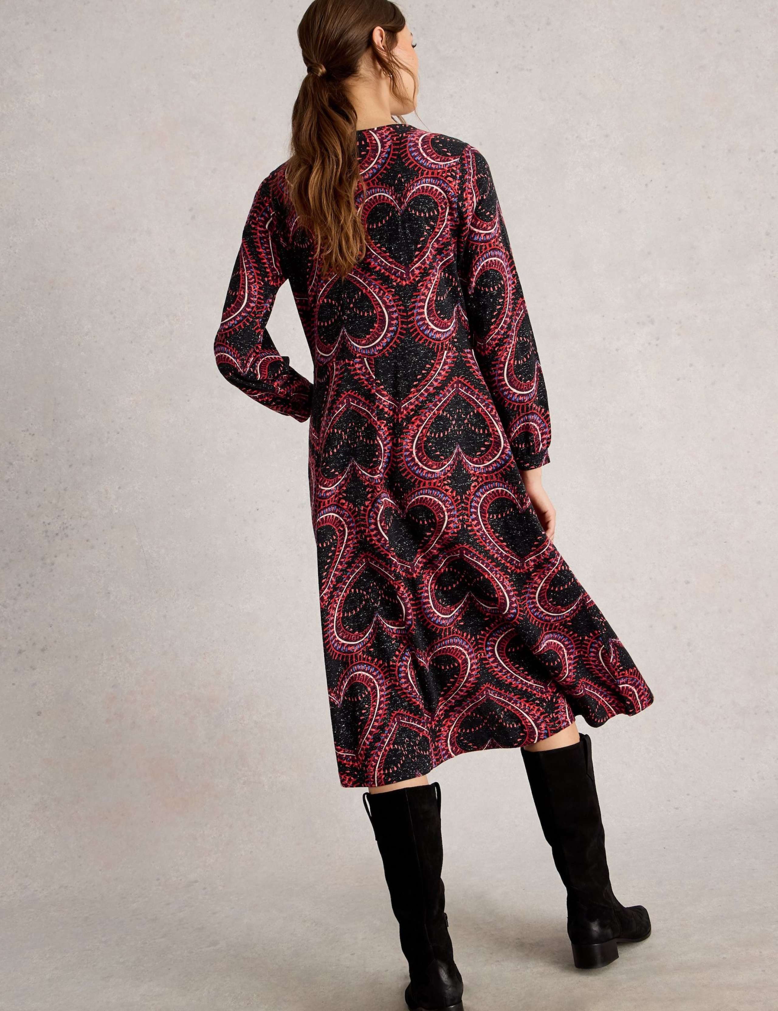 Jersey Sparkle Heart Print V-Neck Tea Dress 3 of 6