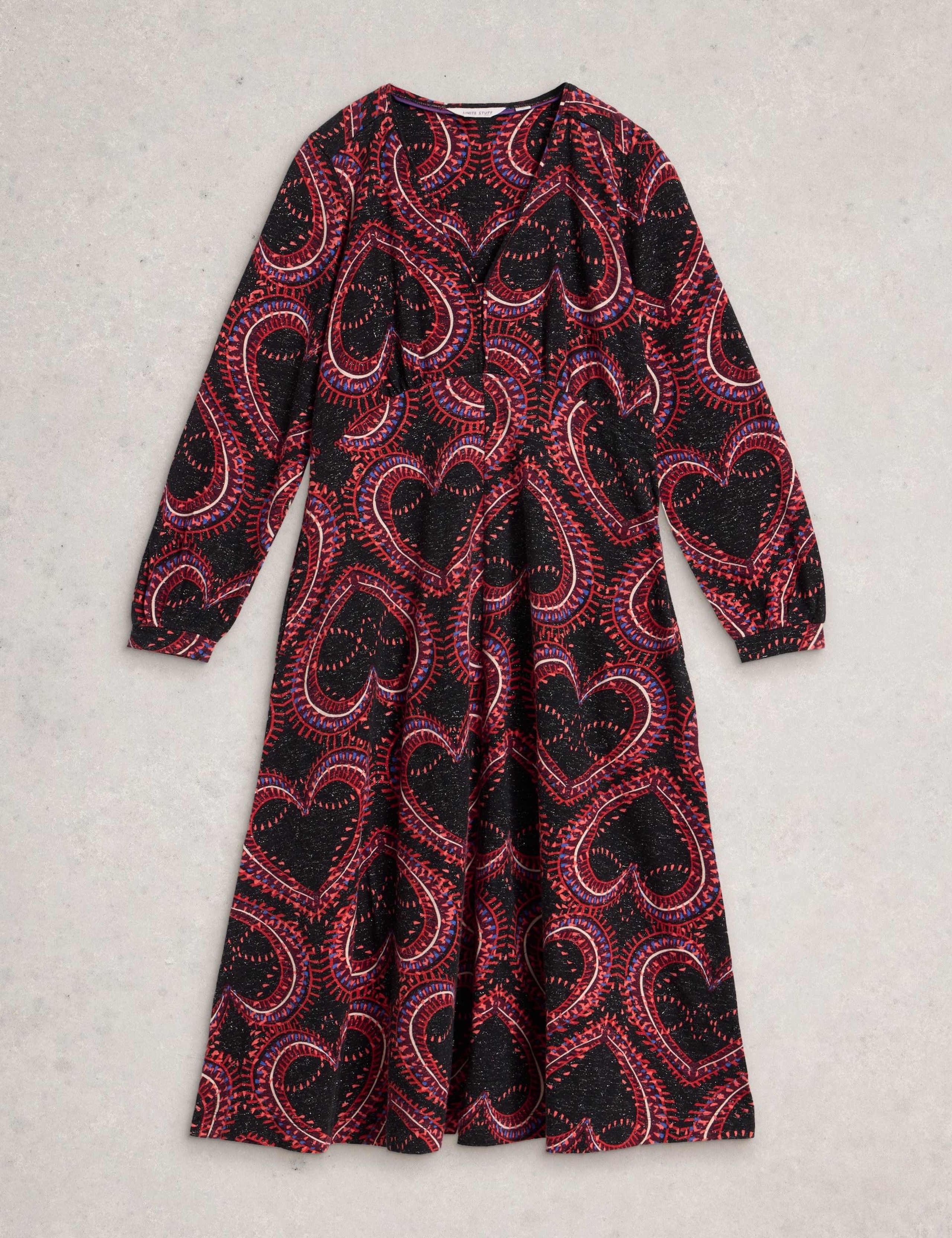 Jersey Sparkle Heart Print V-Neck Tea Dress 2 of 6