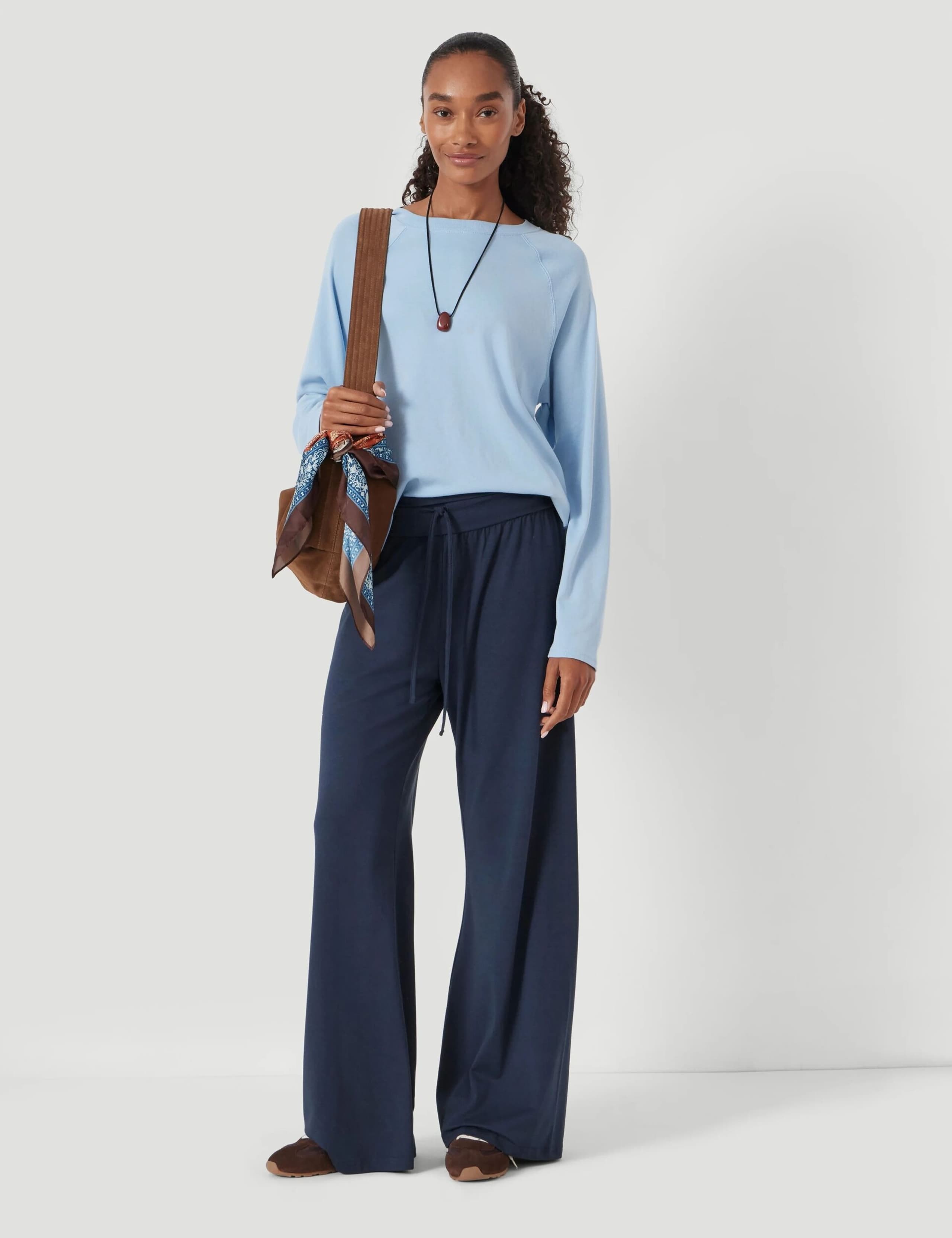 Modal Blend Drawstring Wide Leg Joggers 4 of 4