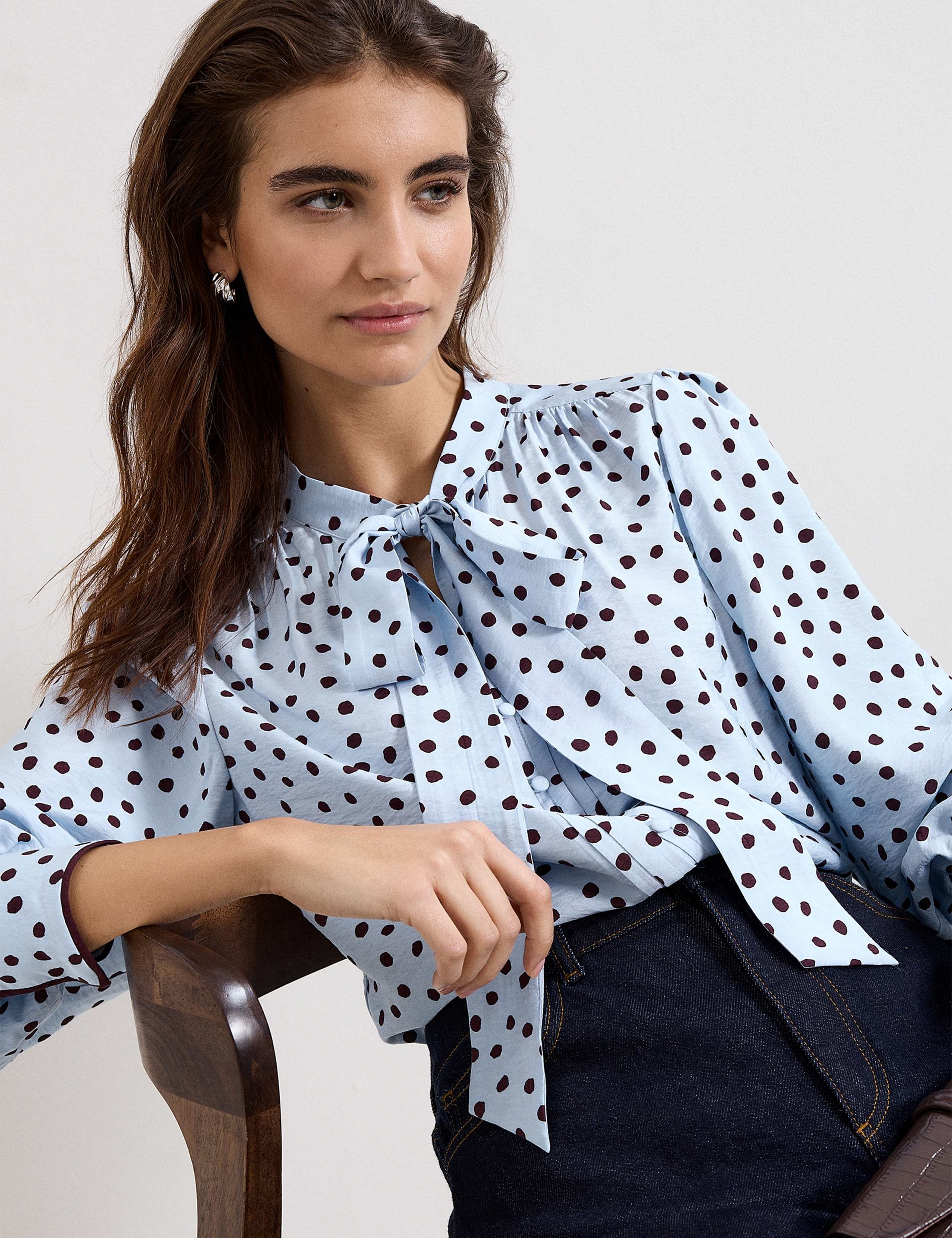 Polka Dot Tie Neck Blouse 3 of 6
