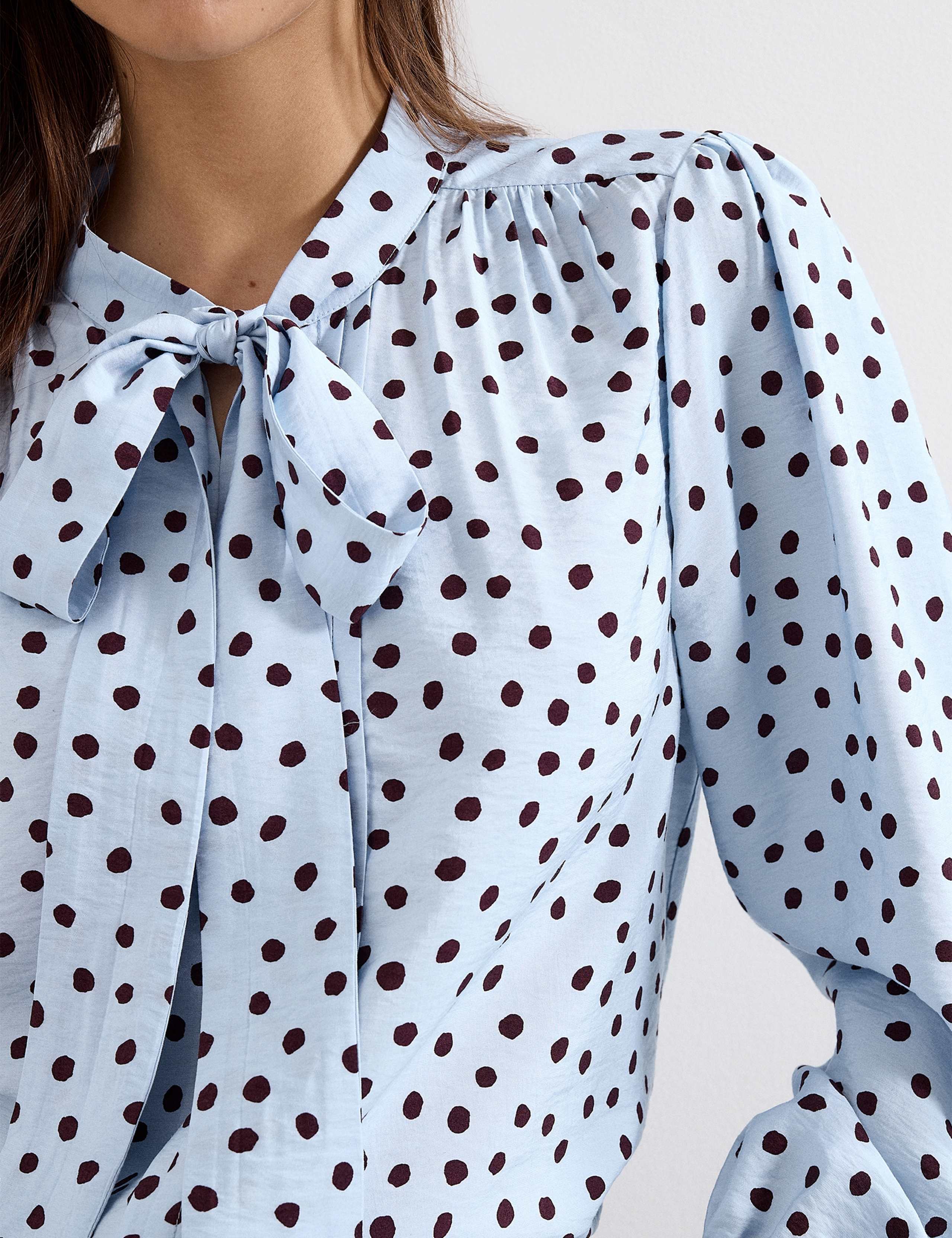 Polka Dot Tie Neck Blouse 4 of 6