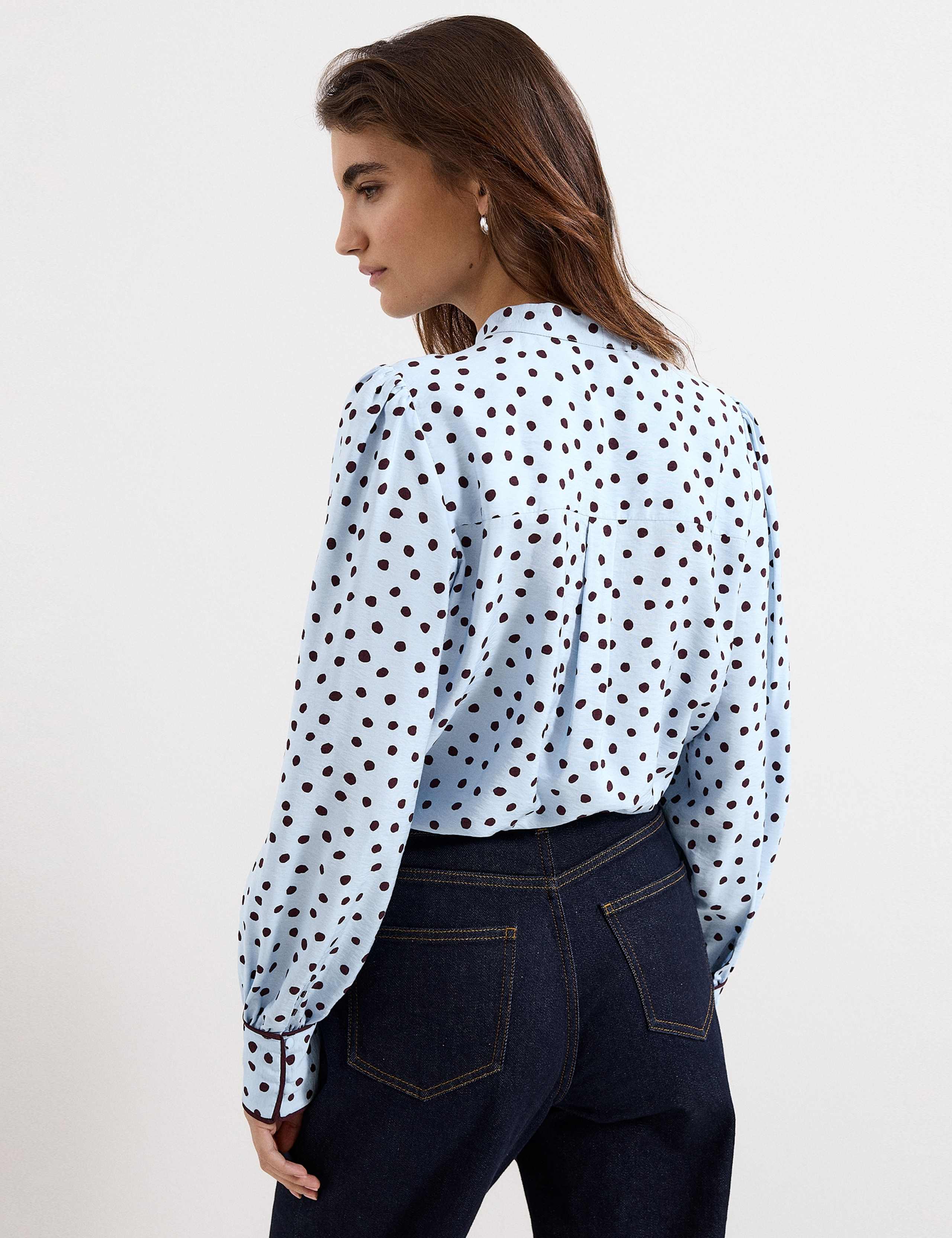 Polka Dot Tie Neck Blouse 5 of 6