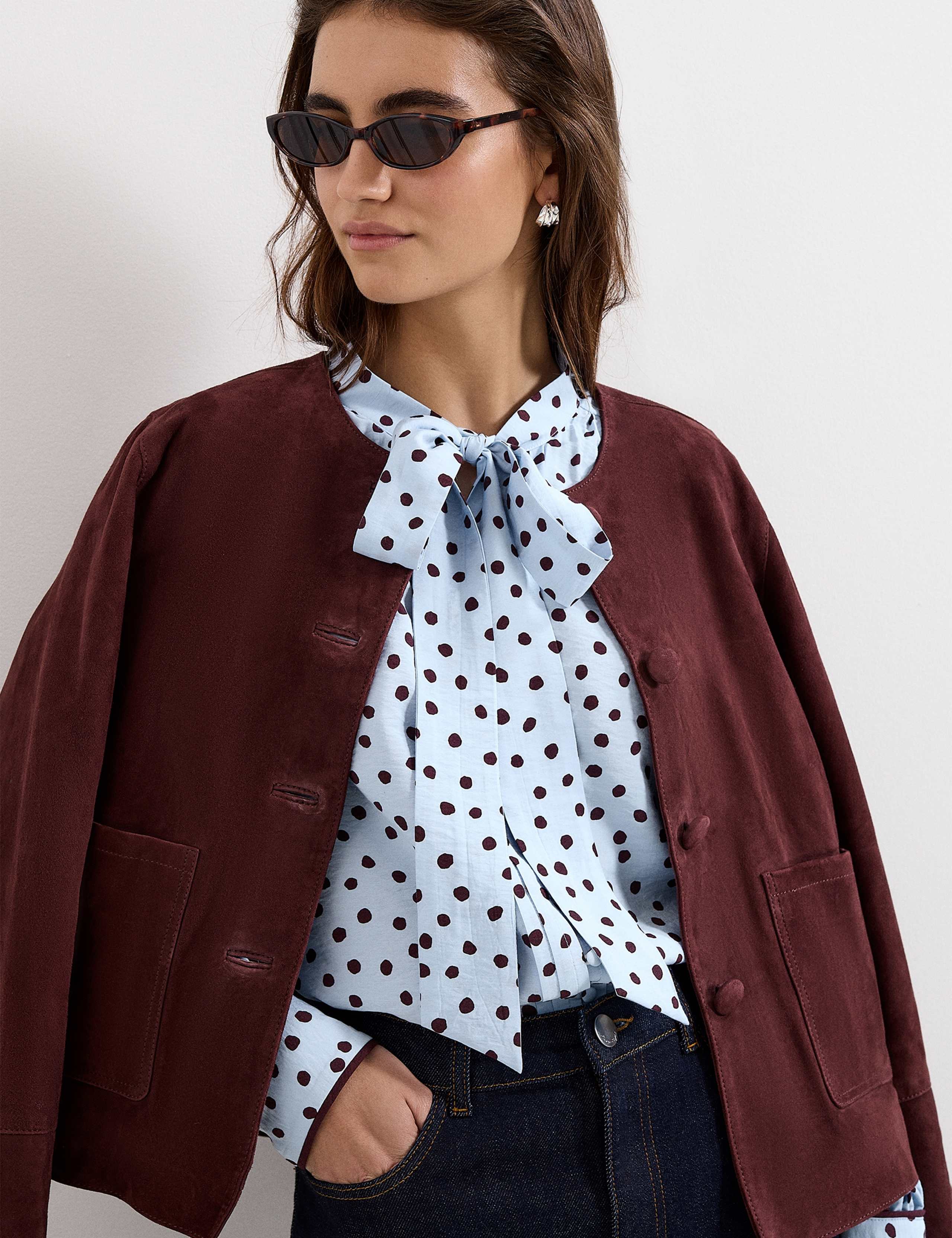 Polka Dot Tie Neck Blouse 6 of 6