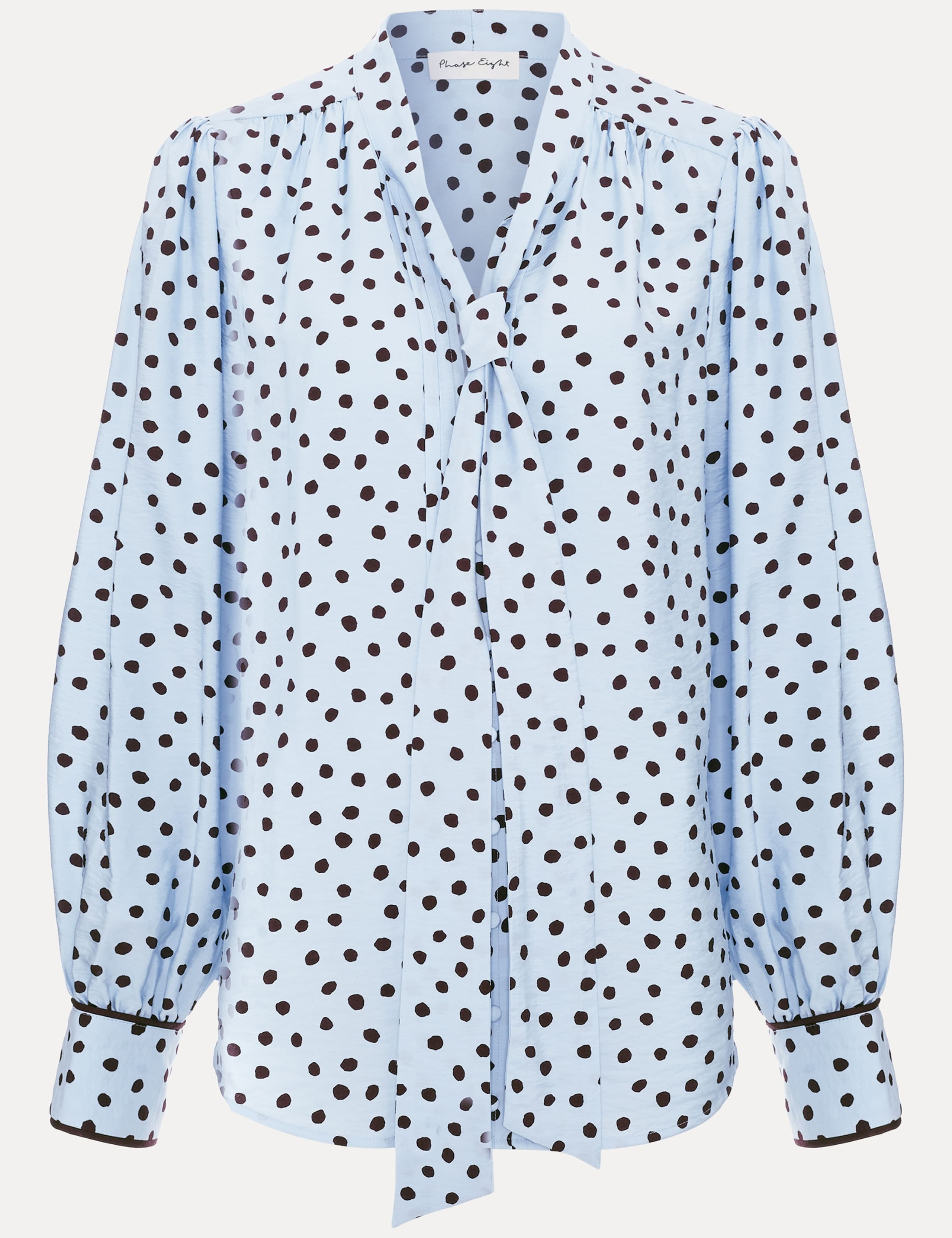 Polka Dot Tie Neck Blouse 2 of 6
