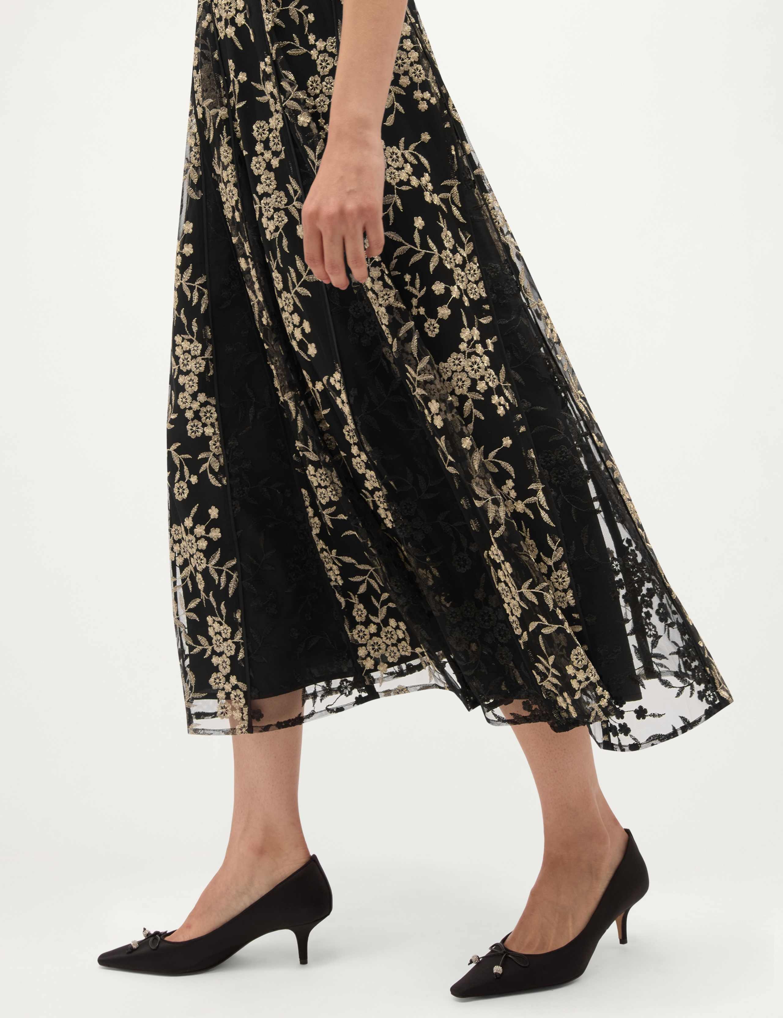 Floral Embroidered V Neck Midi Dress 3 of 7