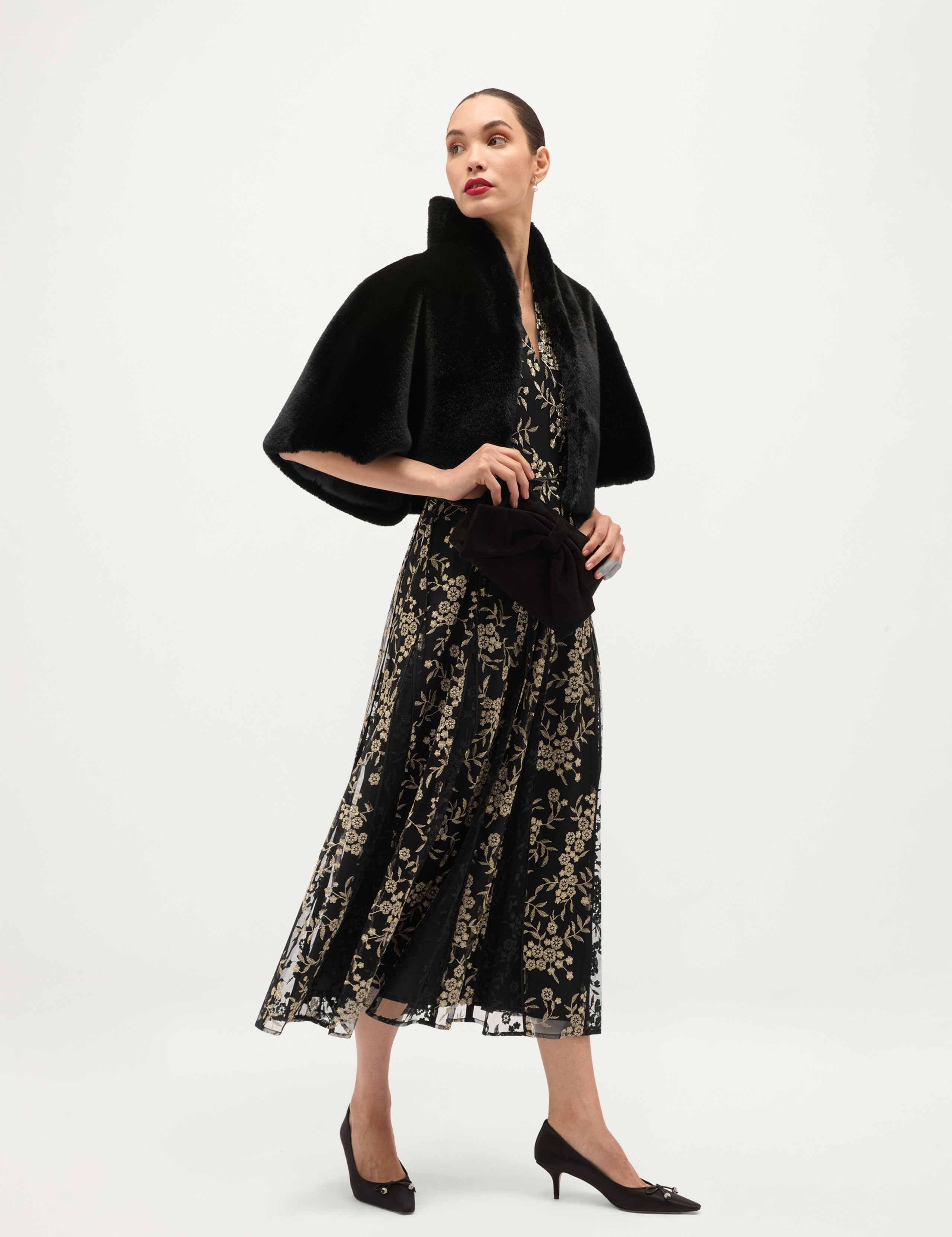 Floral Embroidered V Neck Midi Dress 4 of 7