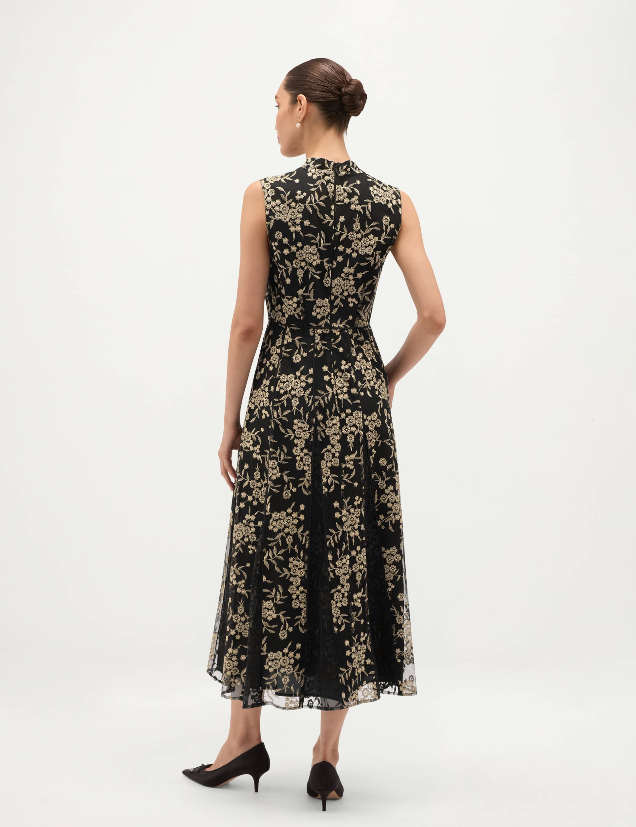 Floral Embroidered V Neck Midi Dress 5 of 7