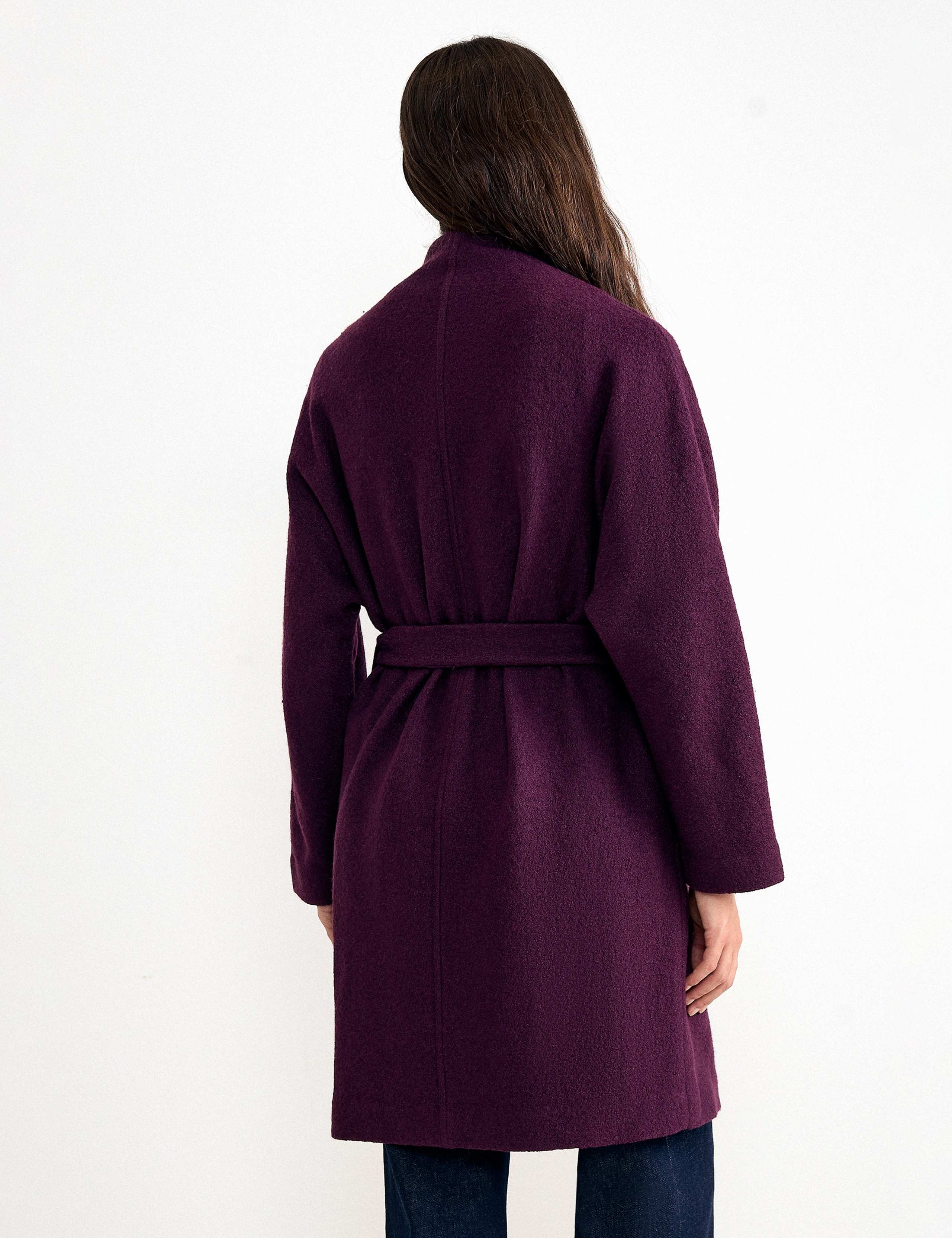 Wool Blend Belted Funnel Neck Coat 4 of 9