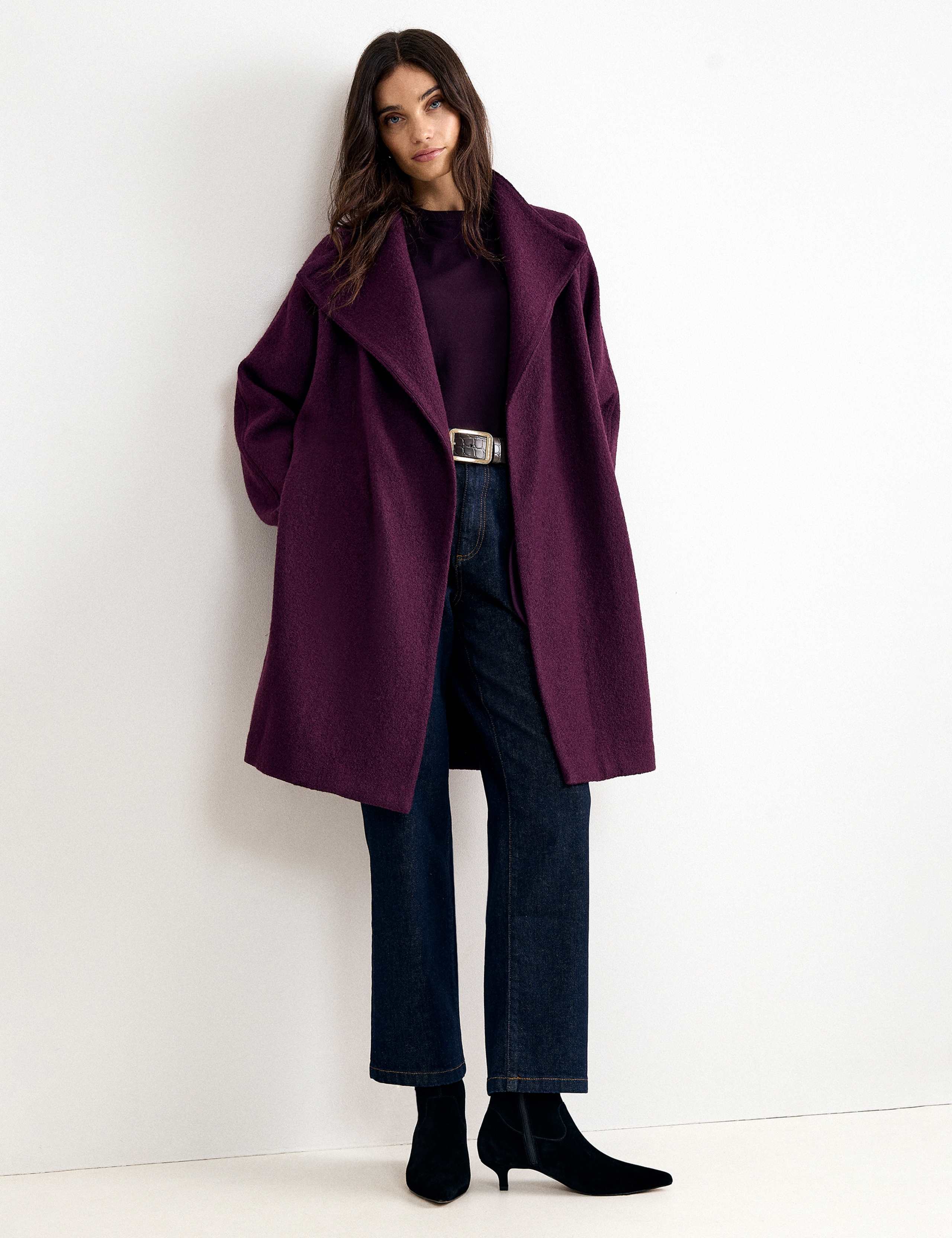 Wool Blend Belted Funnel Neck Coat 7 of 9