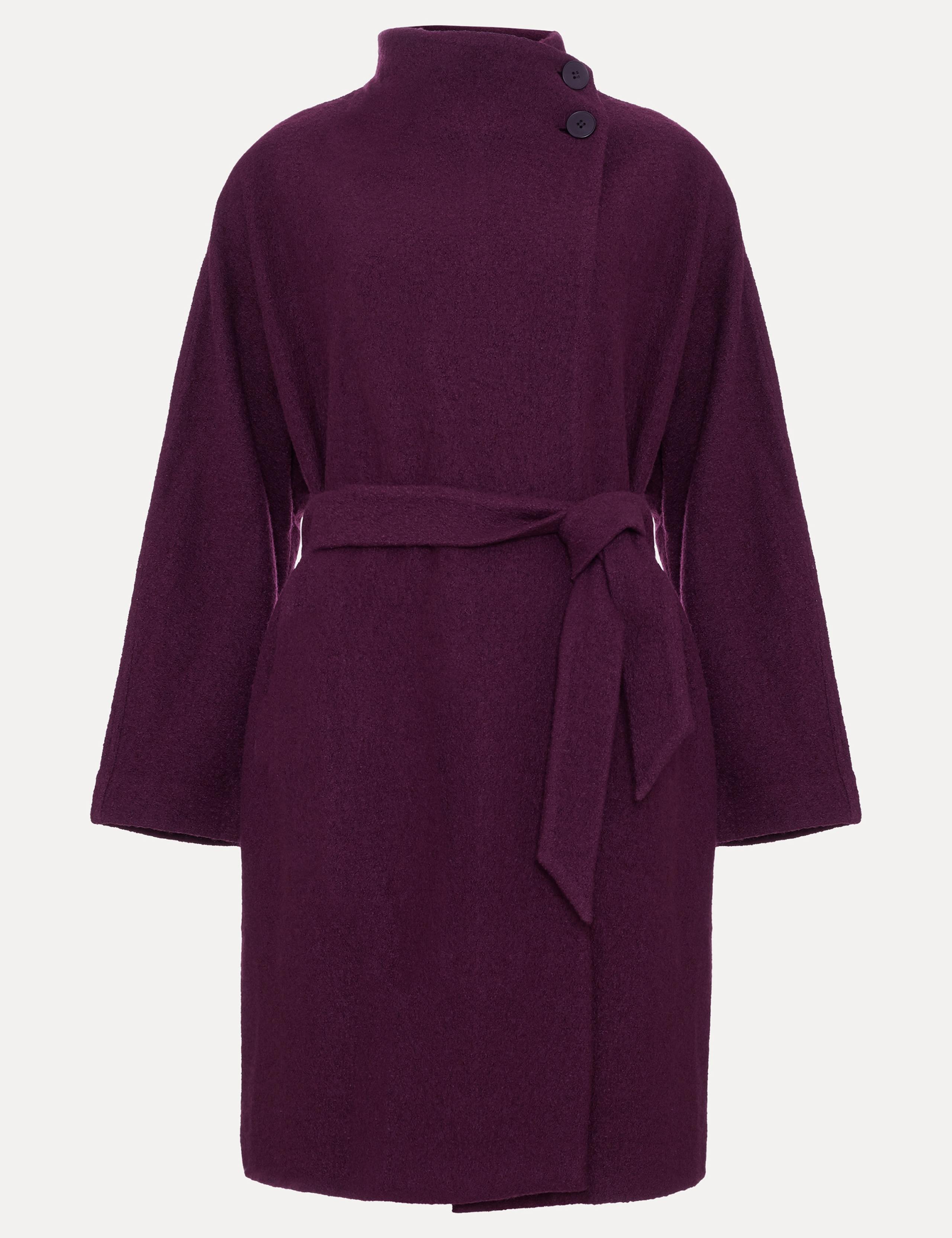 Wool Blend Belted Funnel Neck Coat 2 of 9
