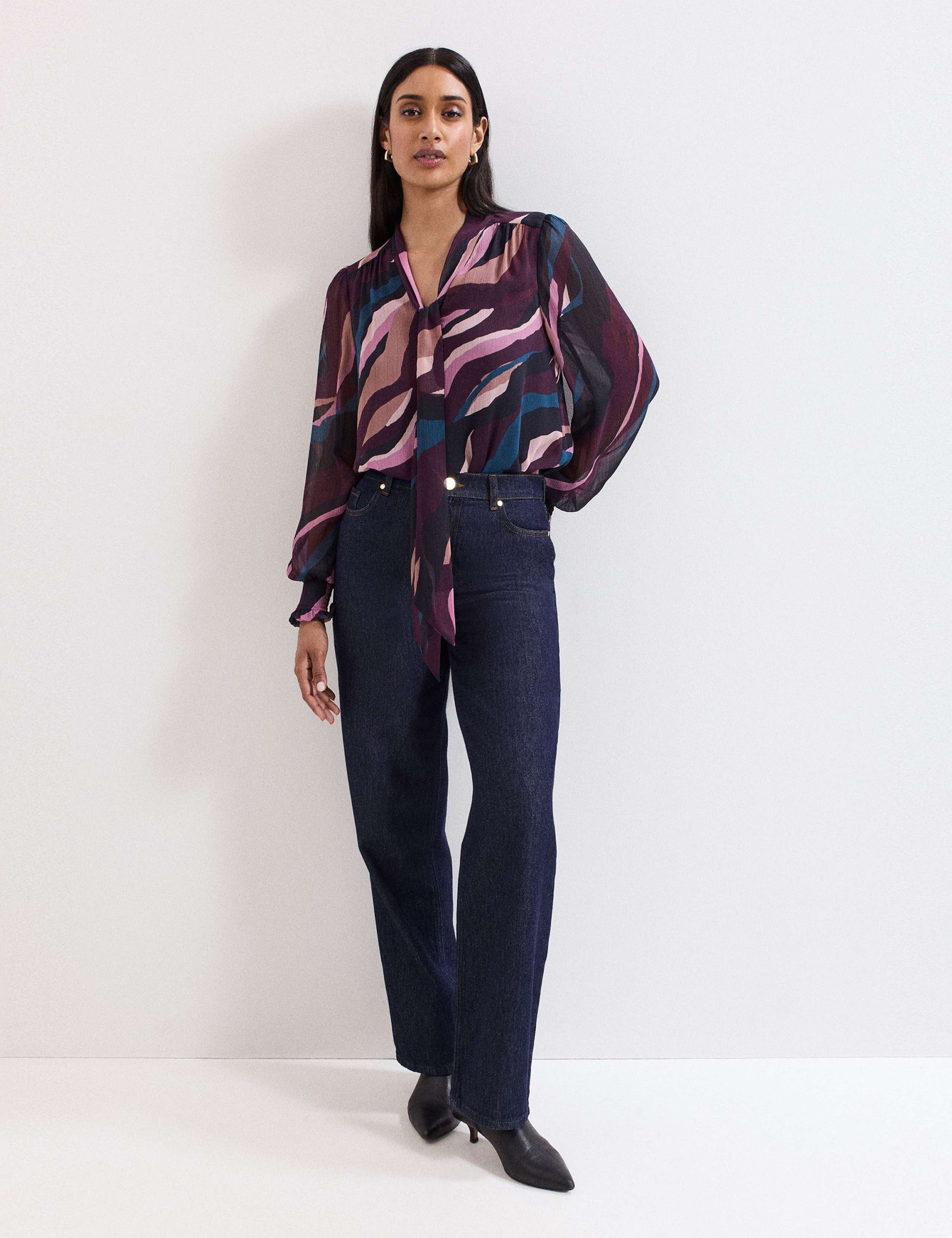 Striped Tie Neck Blouse 3 of 8