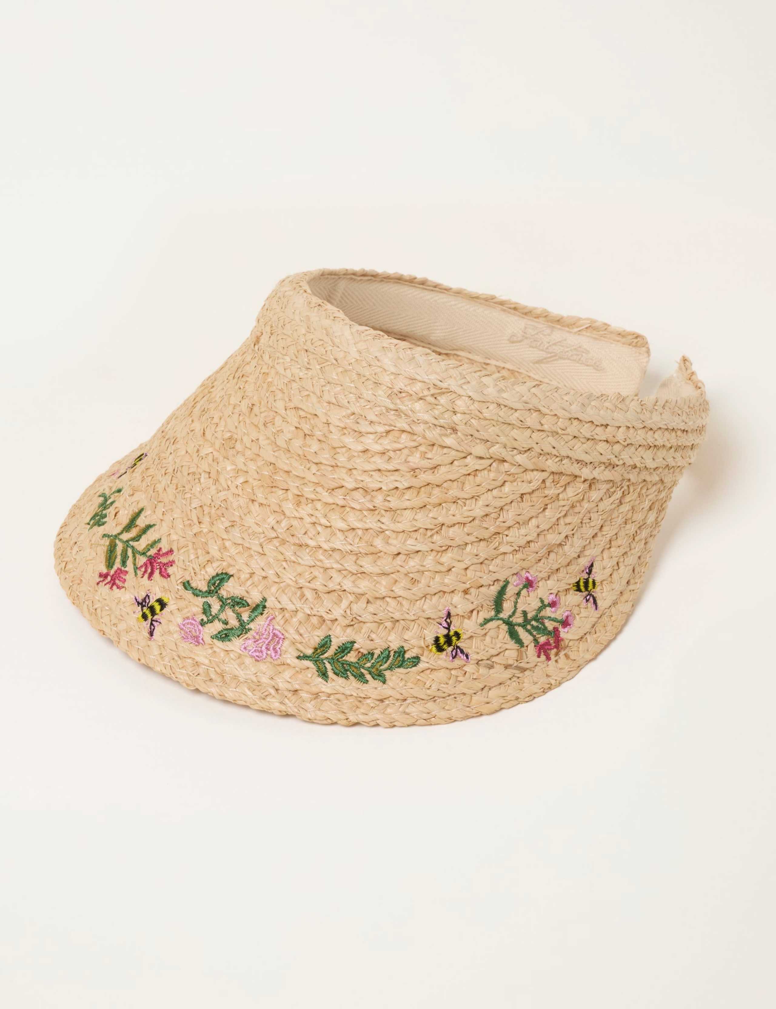 Straw Floral Embroidered Visor 1 of 2