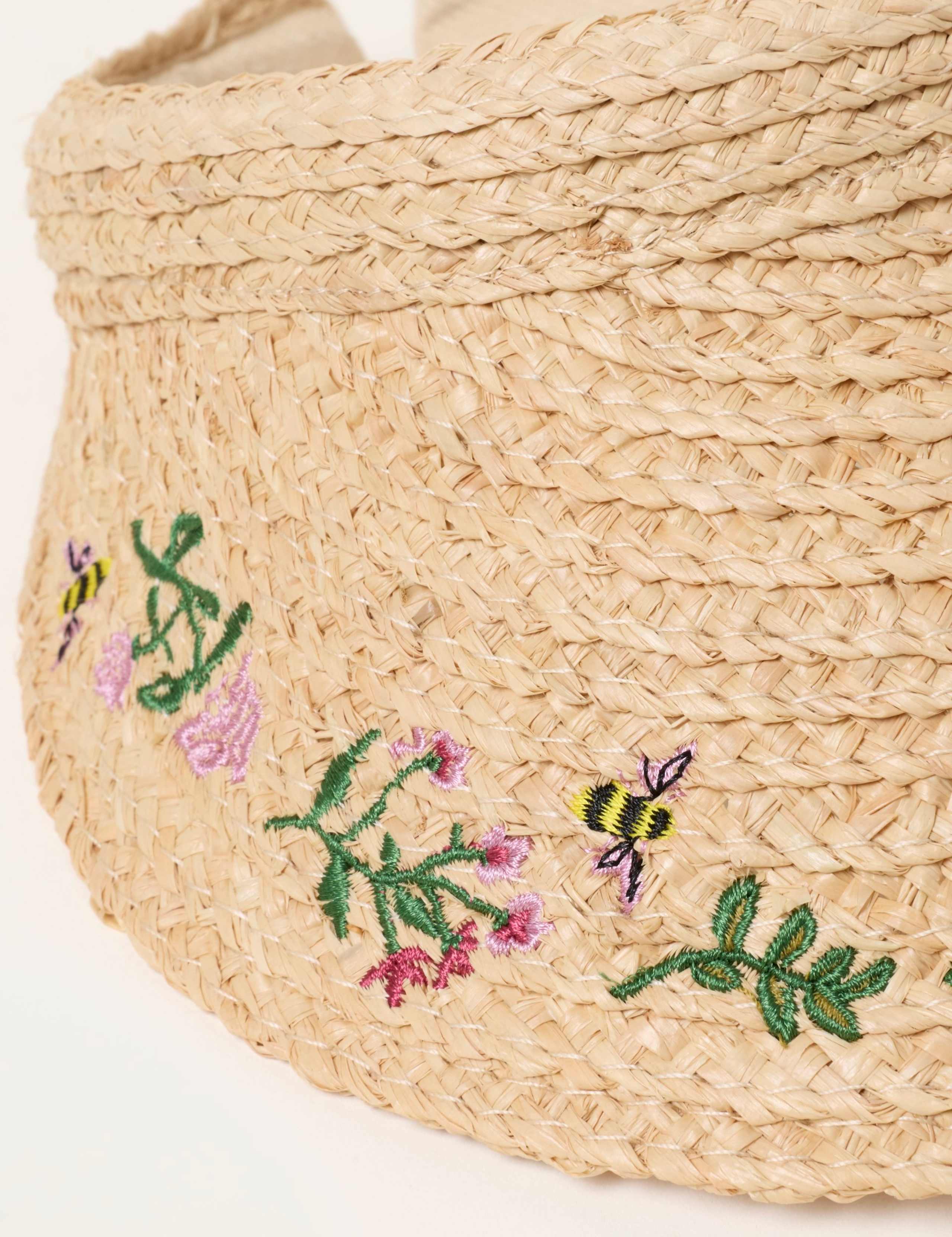 Straw Floral Embroidered Visor 2 of 2
