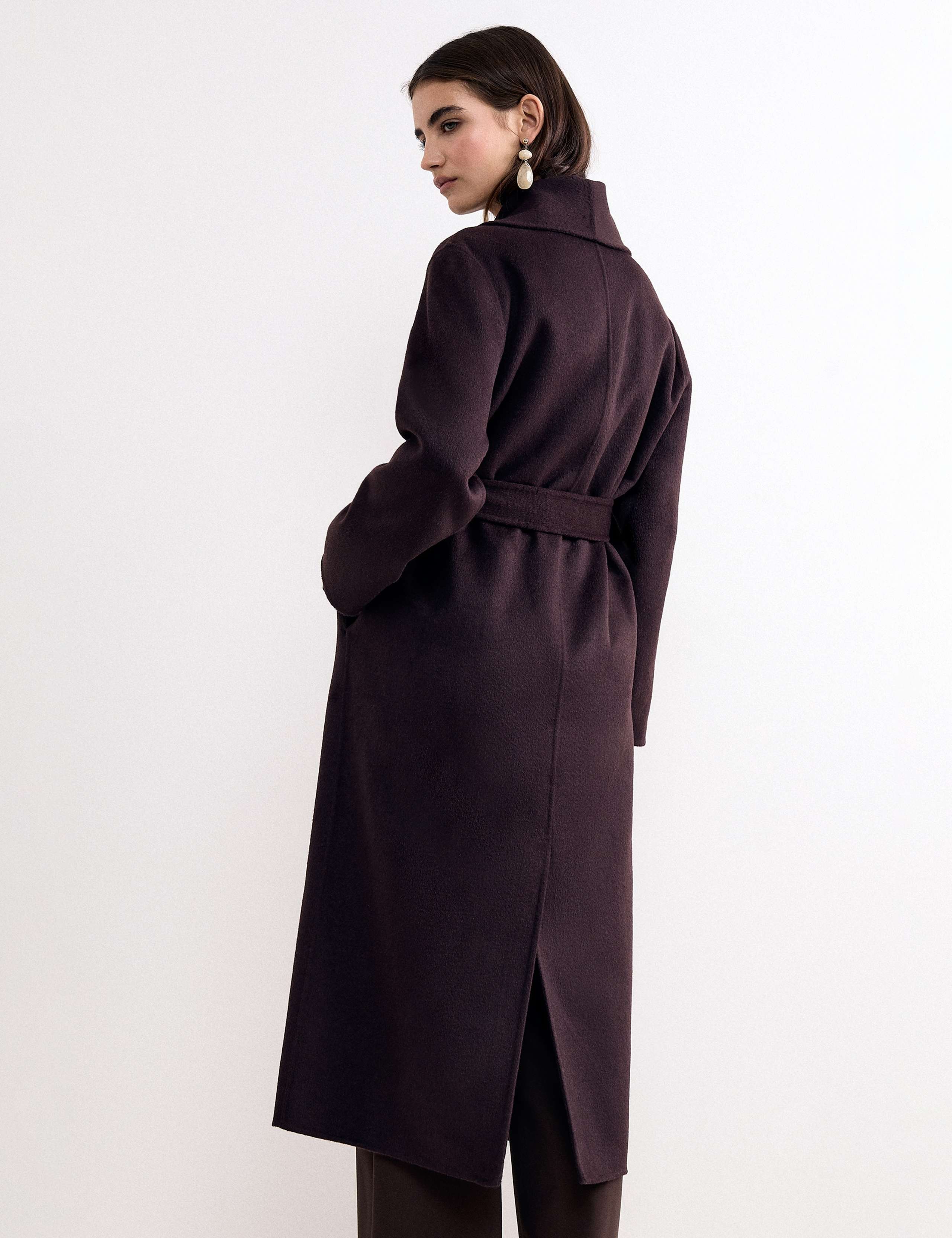 Wool Blend Shawl Collar Double Face Midi Coat 9 of 9