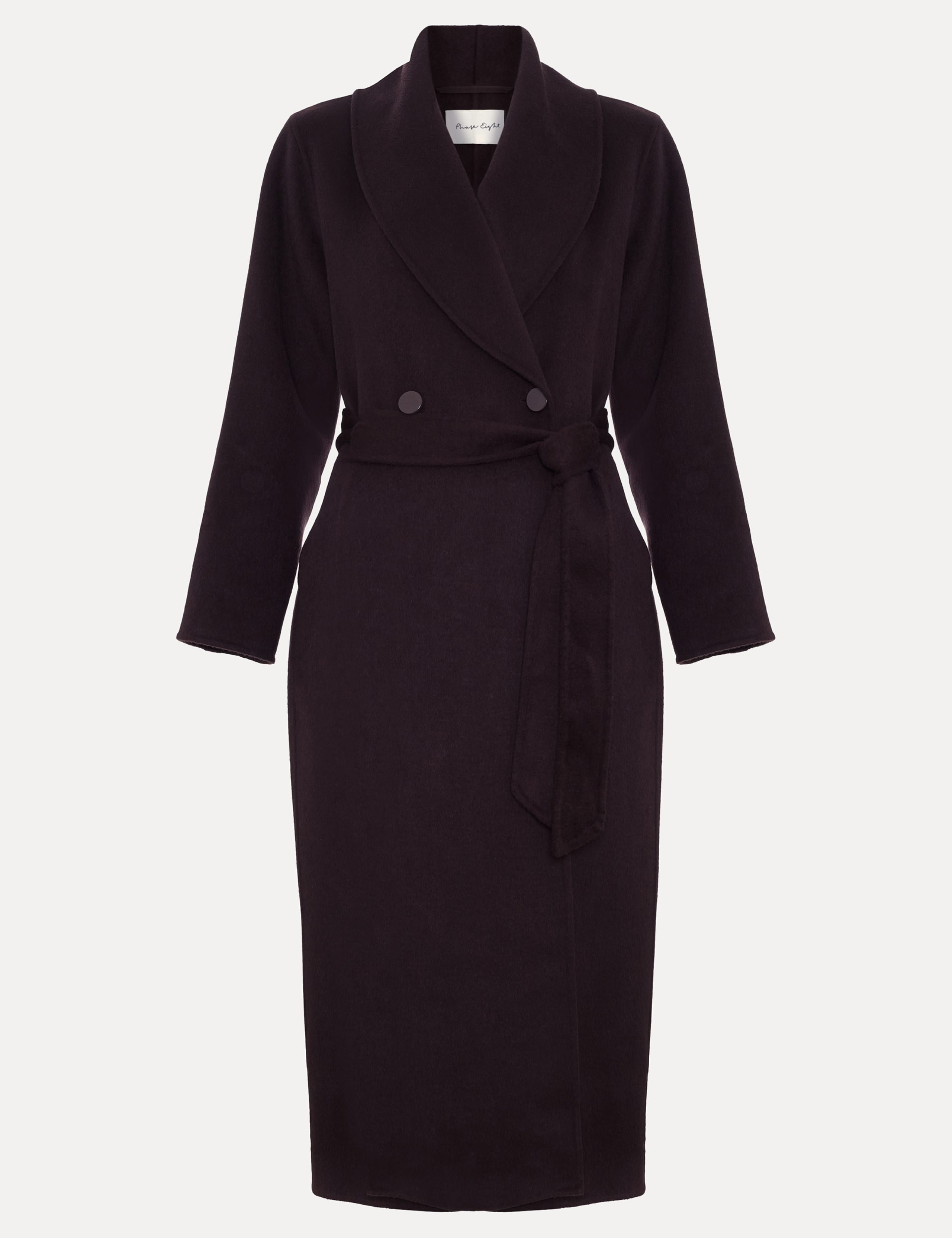 Wool Blend Shawl Collar Double Face Midi Coat 2 of 9