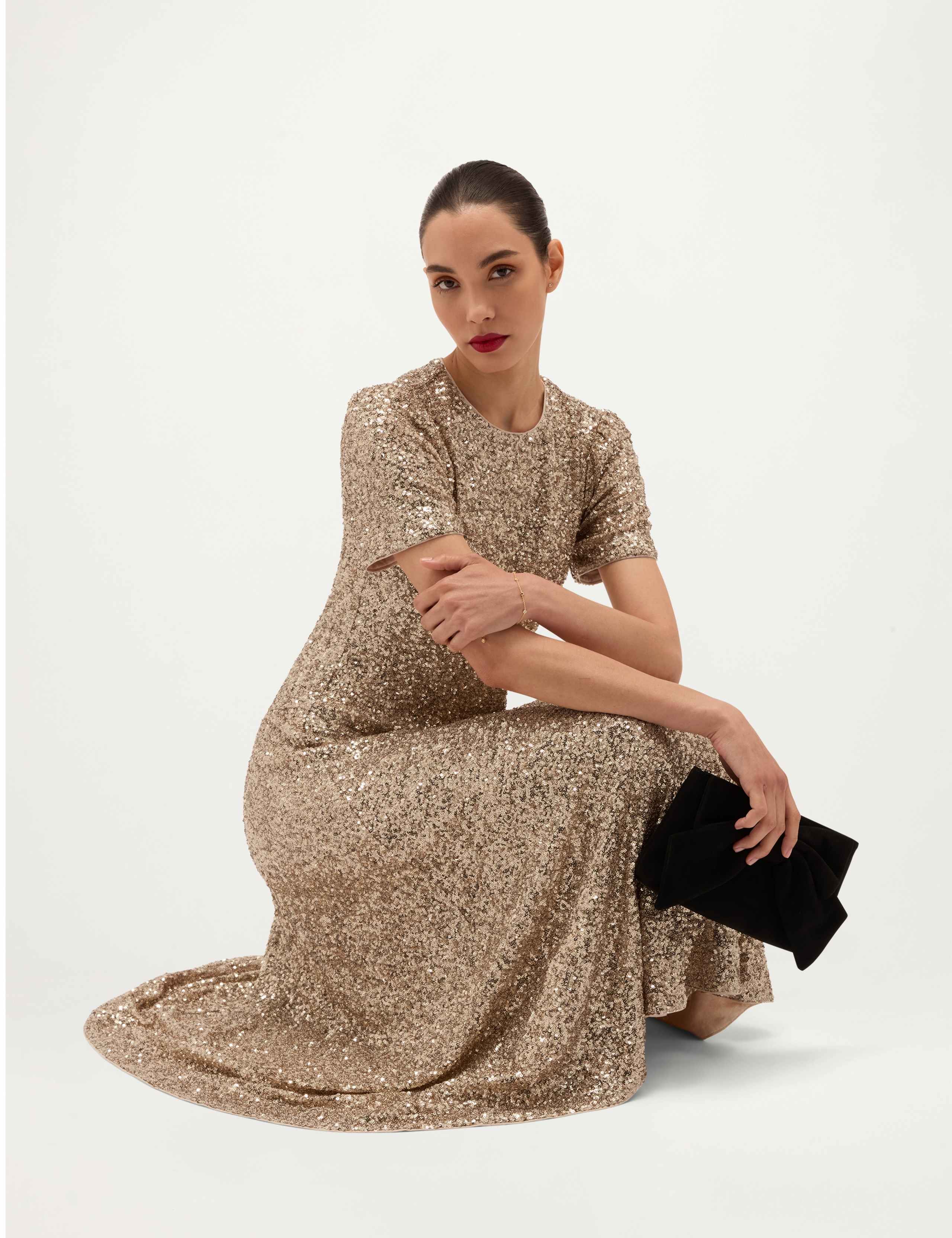 Sequin Crew Neck Midi Dress 4 of 8