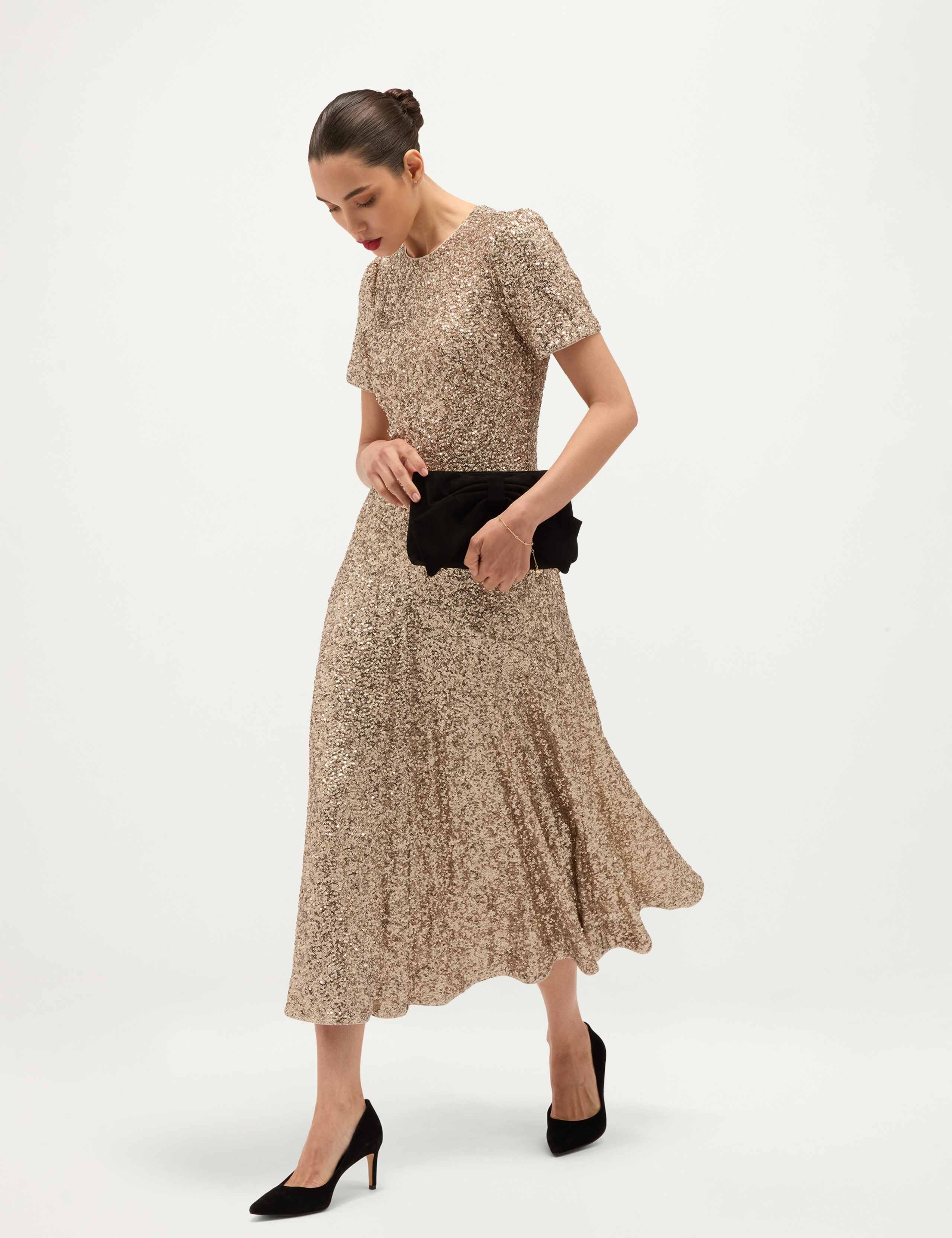 Sequin Crew Neck Midi Dress 6 of 8