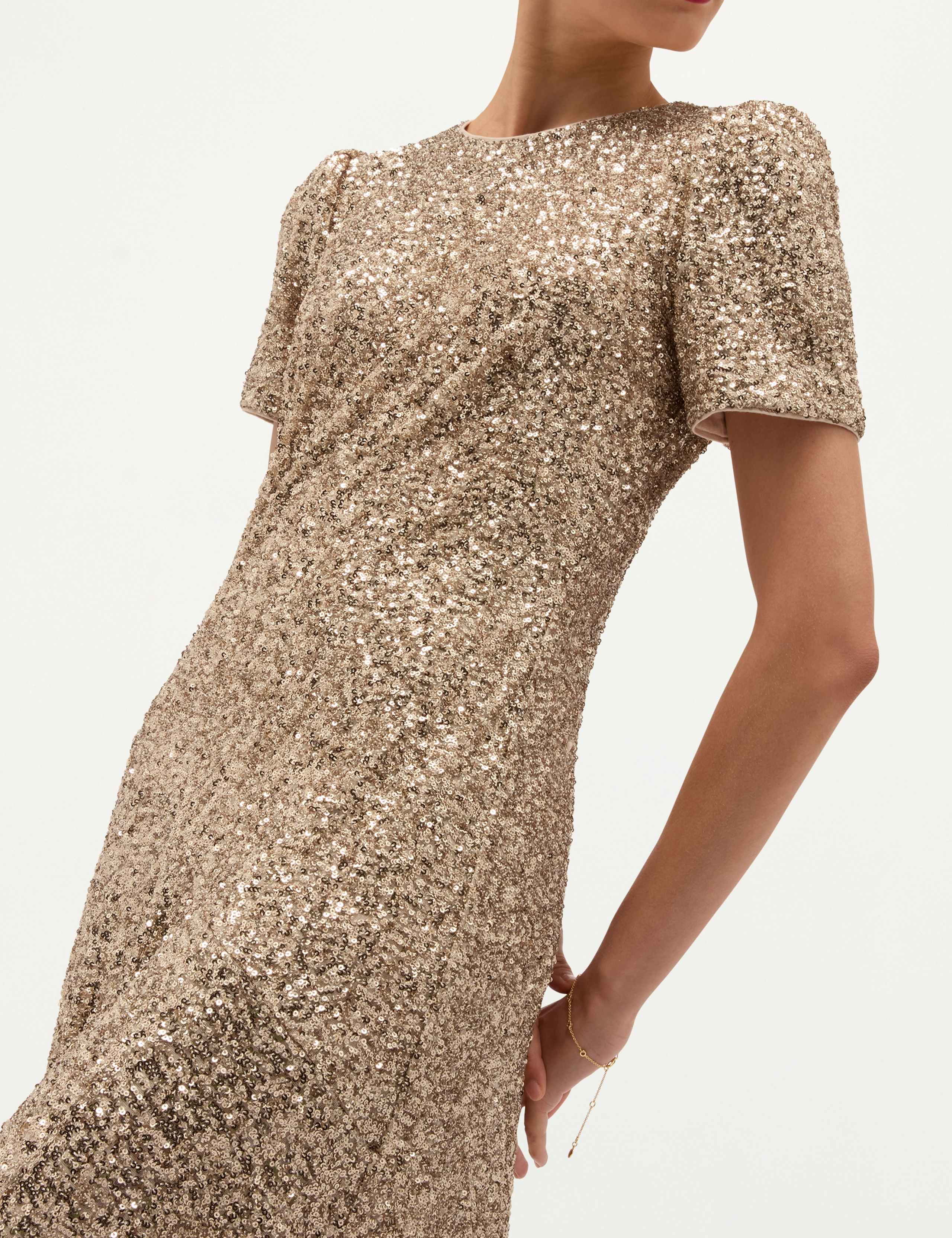 Sequin Crew Neck Midi Dress 7 of 8