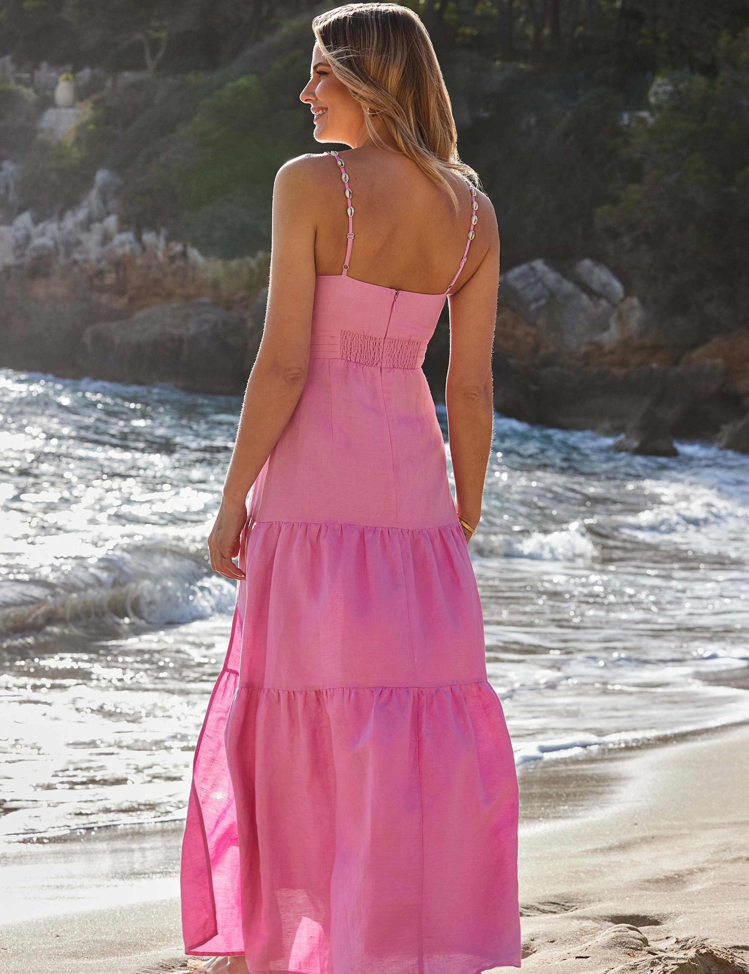 Linen Rich V-Neck Maxi Tiered Dress 5 of 7