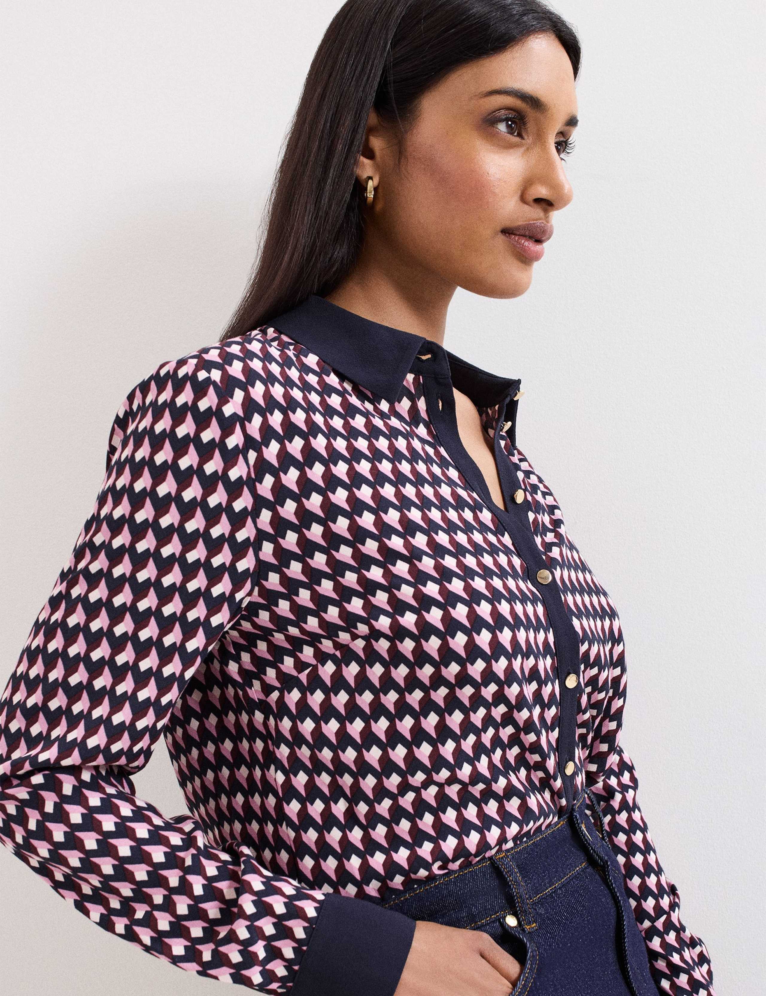 Geometric Collared Button Through Shirt 6 of 8