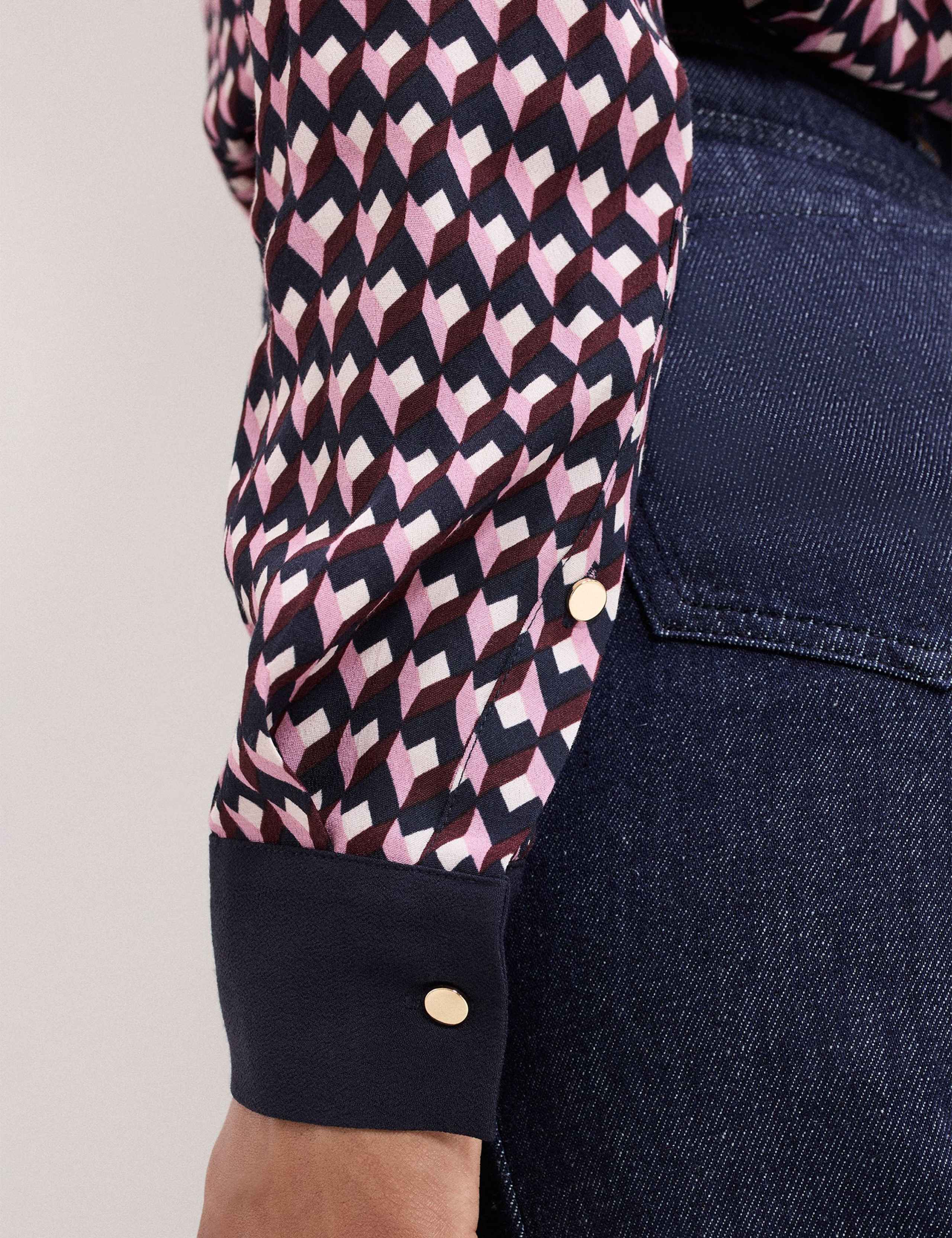 Geometric Collared Button Through Shirt 8 of 8