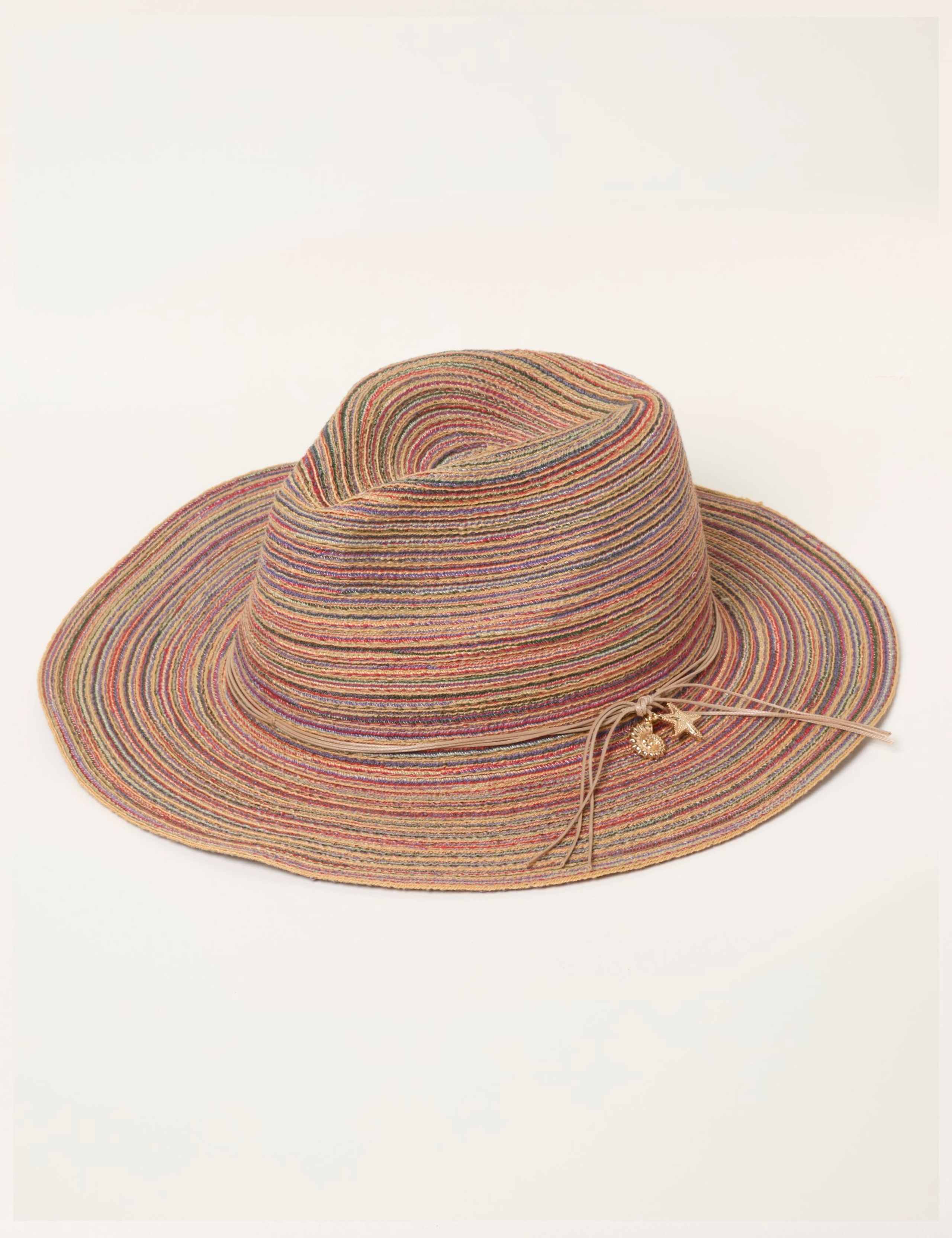 Striped Charm Detail Fedora Hat 1 of 2