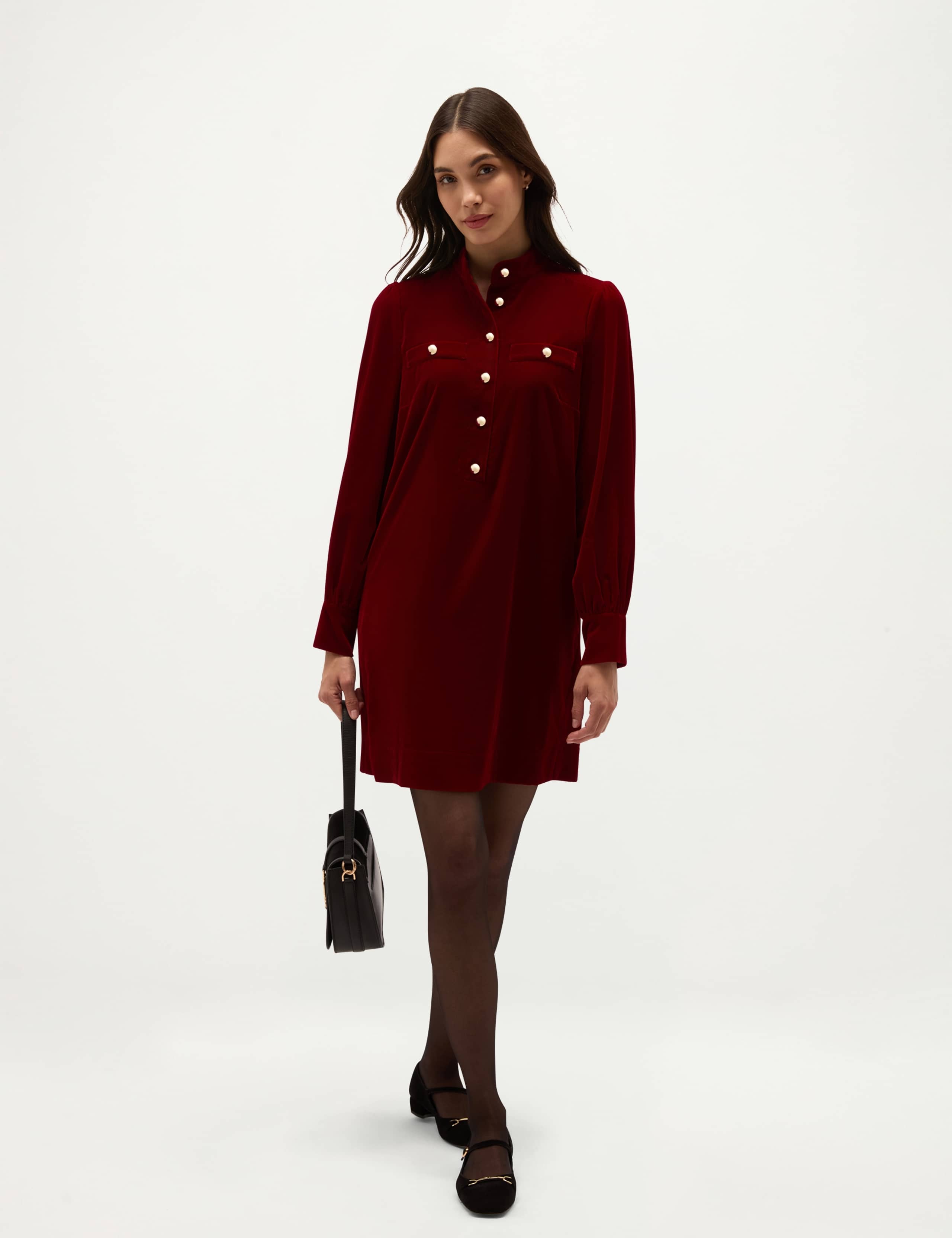 Velvet Crew Neck Mini Shift Dress 3 of 6