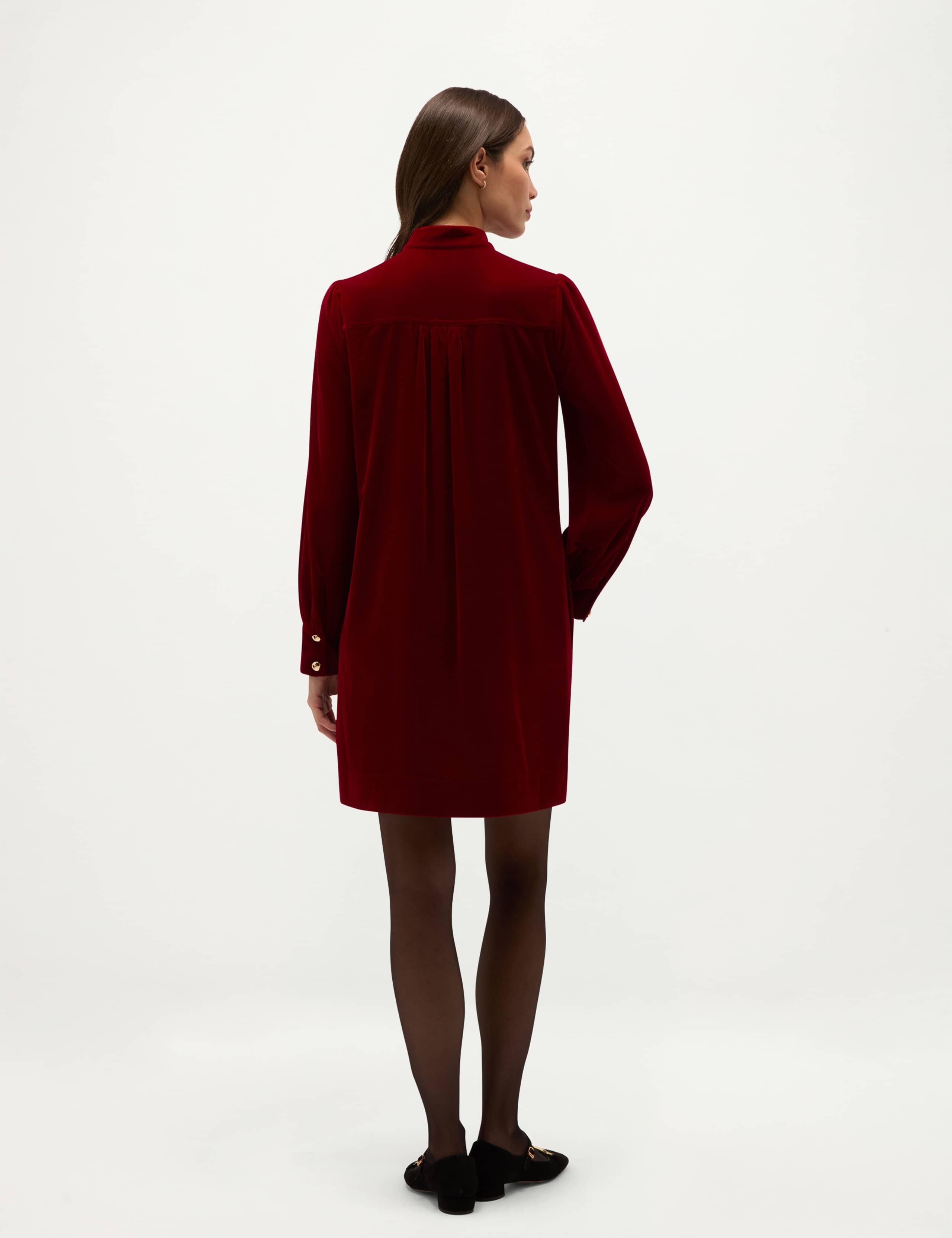 Velvet Crew Neck Mini Shift Dress 4 of 6