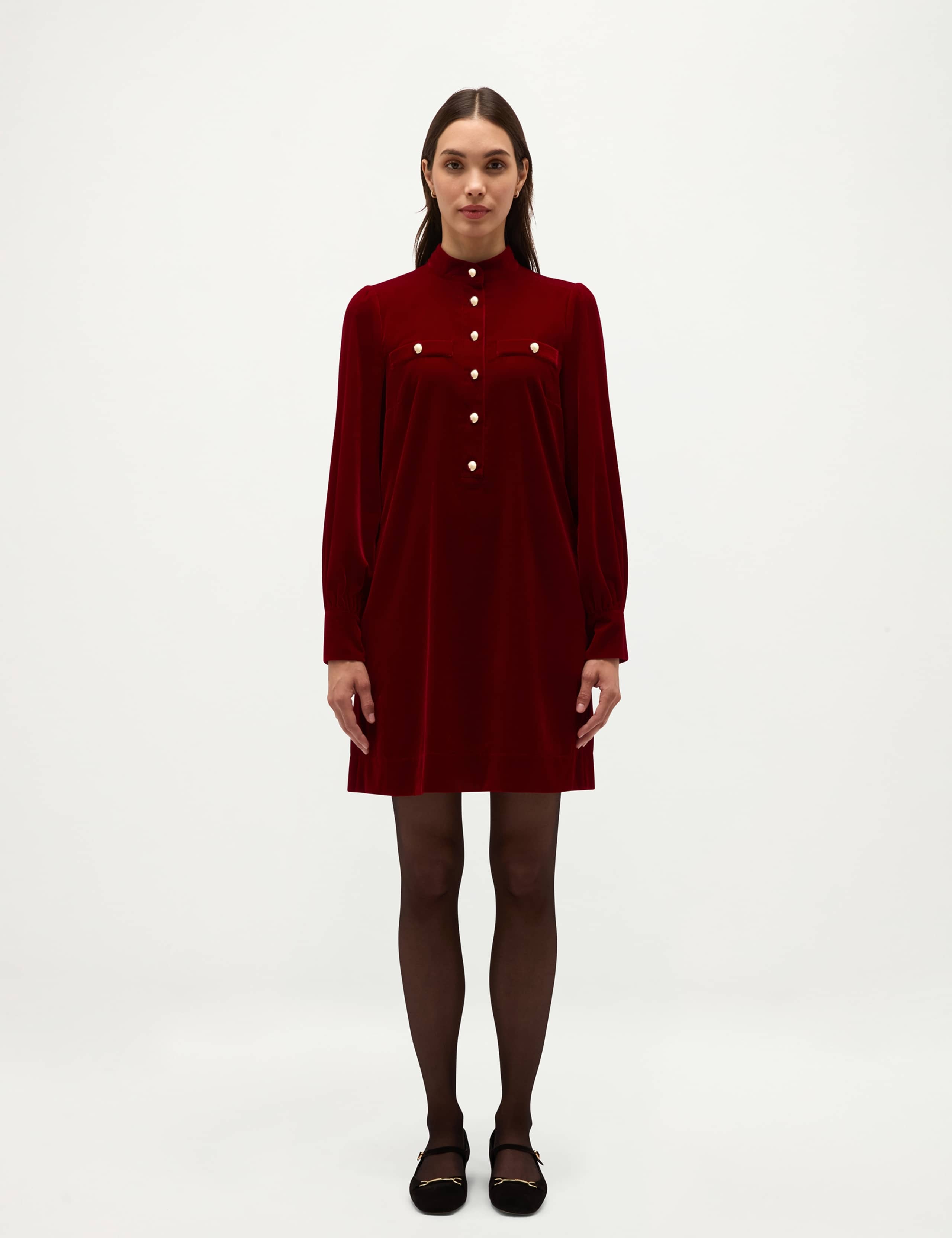 Velvet Crew Neck Mini Shift Dress 5 of 6